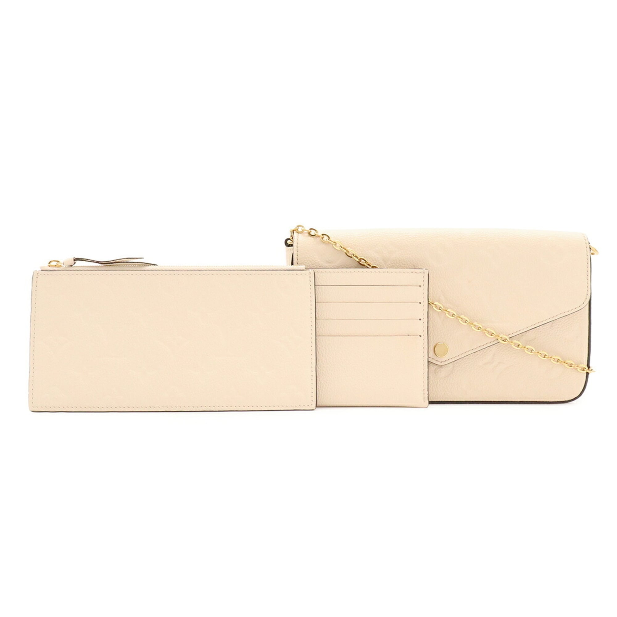 Louis Vuitton Cream Leather Clutch Bag Pochette Shoulder Bag (Pre-Owned)