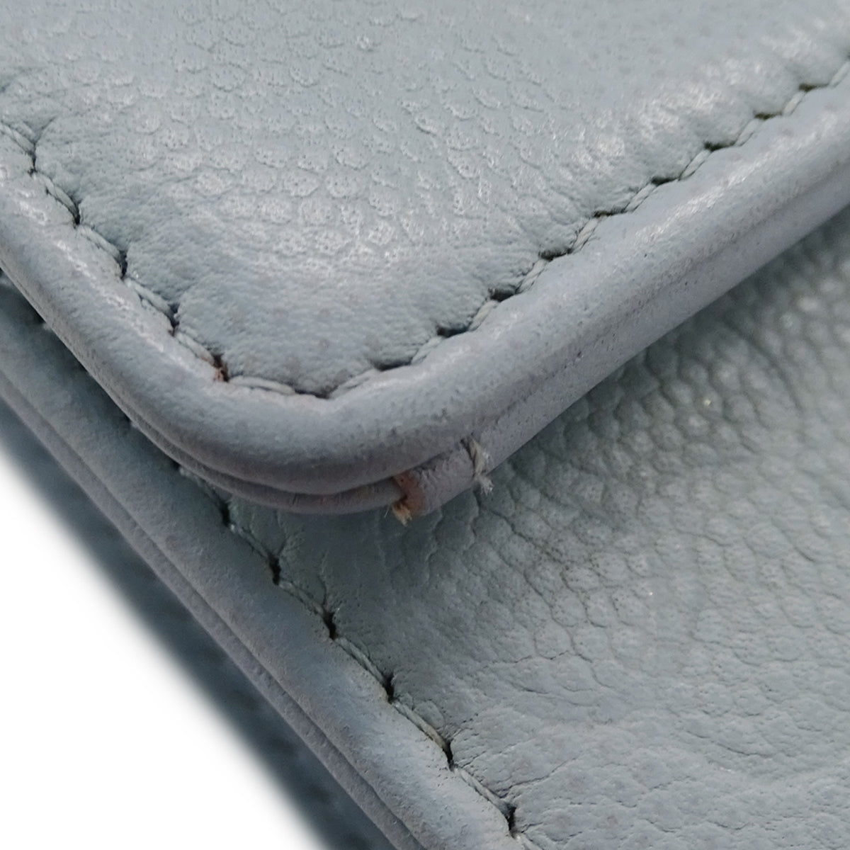 Chanel Light Blue Grained Calfskin Wallet (Tri-Fold) (Pre-Owned)