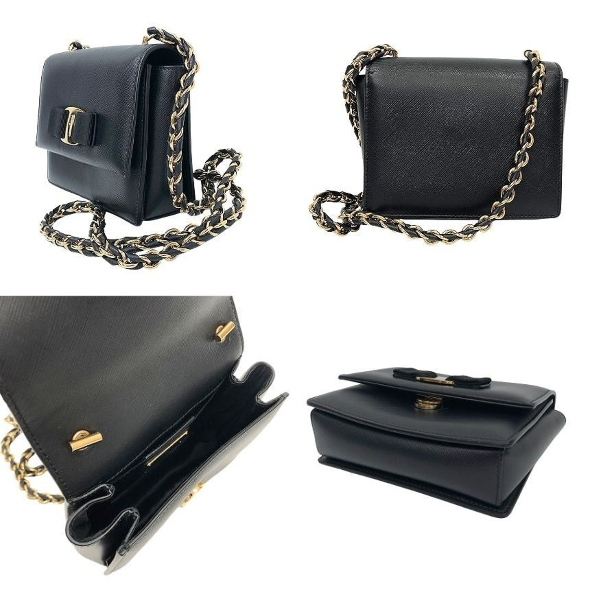 Salvatore Ferragamo Black Leather Shoulder Bag (Pre-Owned)
