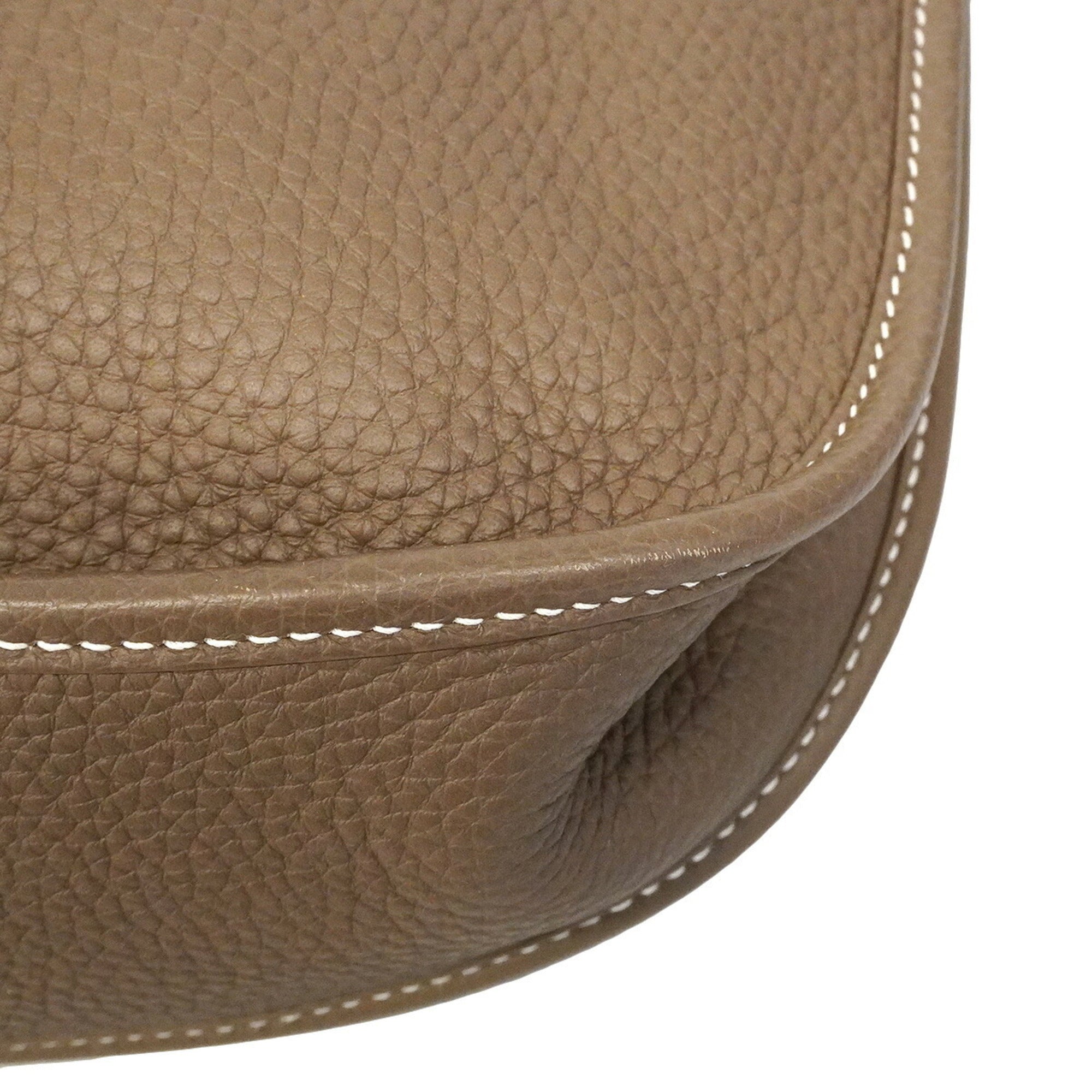 Hermes Etoupe Gray Taurillon Clemence Leather Shoulder Bag (Pre-Owned)