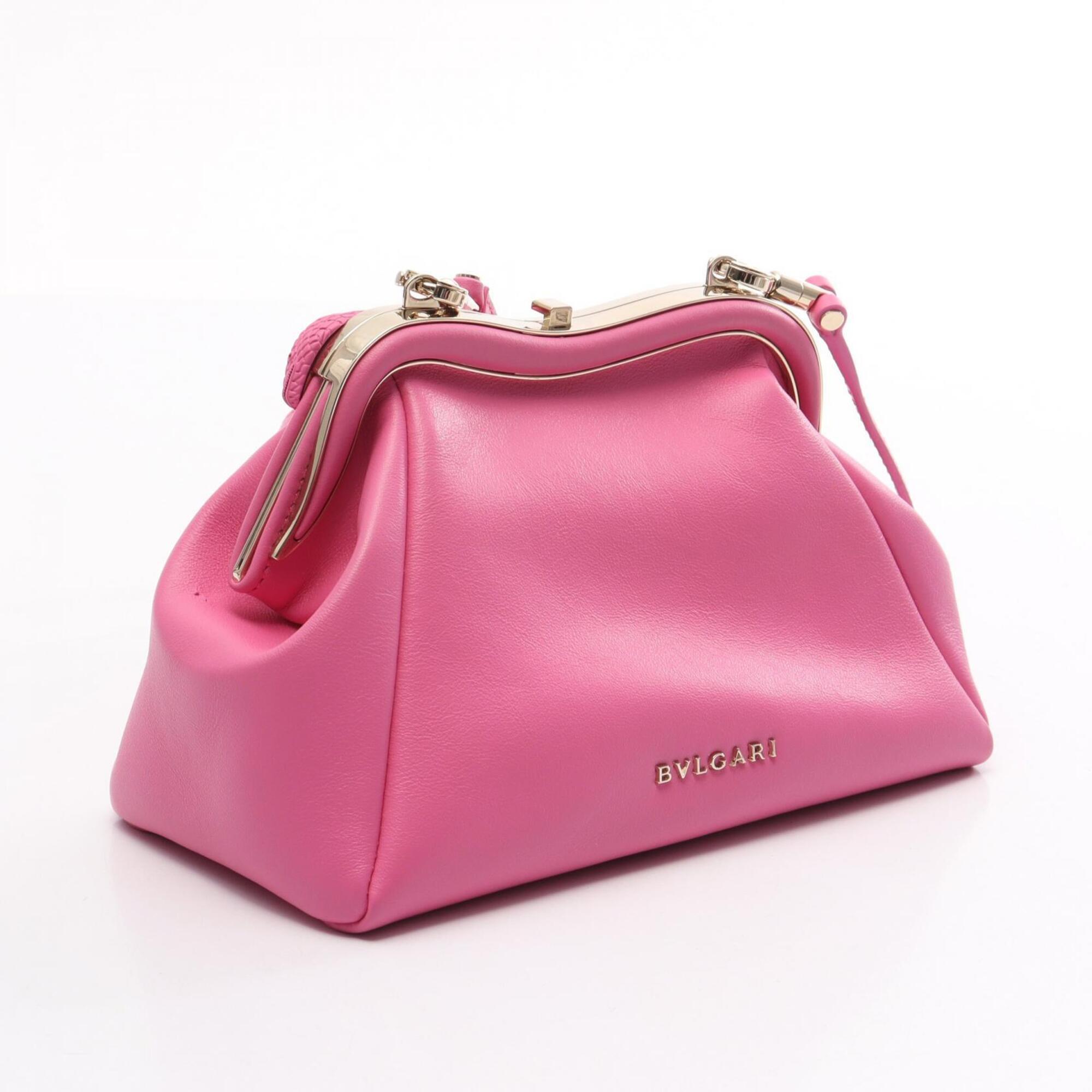 Bvlgari Pink Leather Handbag Shoulder Bag (Pre-Owned)