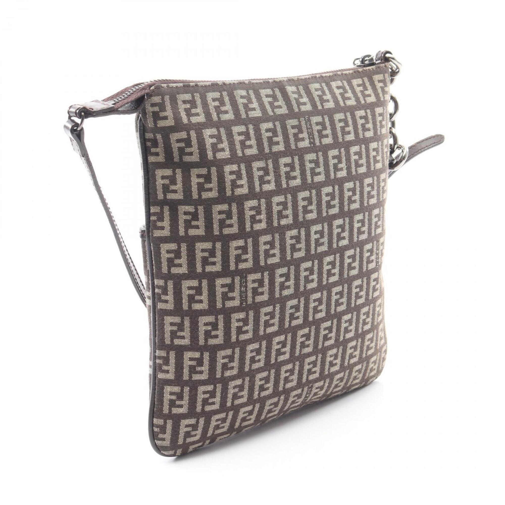 Fendi Brown Canvas Leather Shoulder Bag (Pre-Owned)