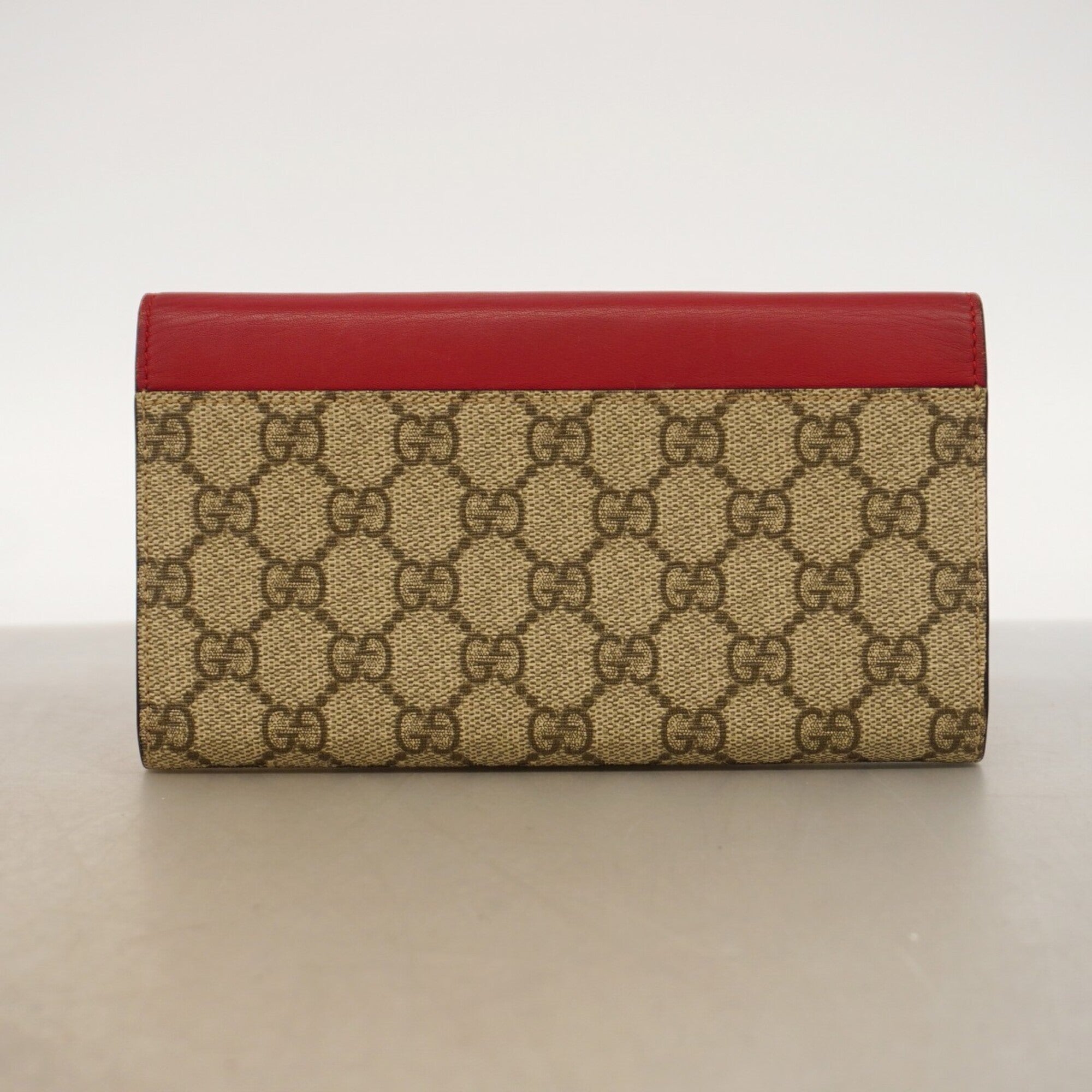 Gucci Brown Red Color Pvc Long Wallet (Bi-Fold) (Pre-Owned)