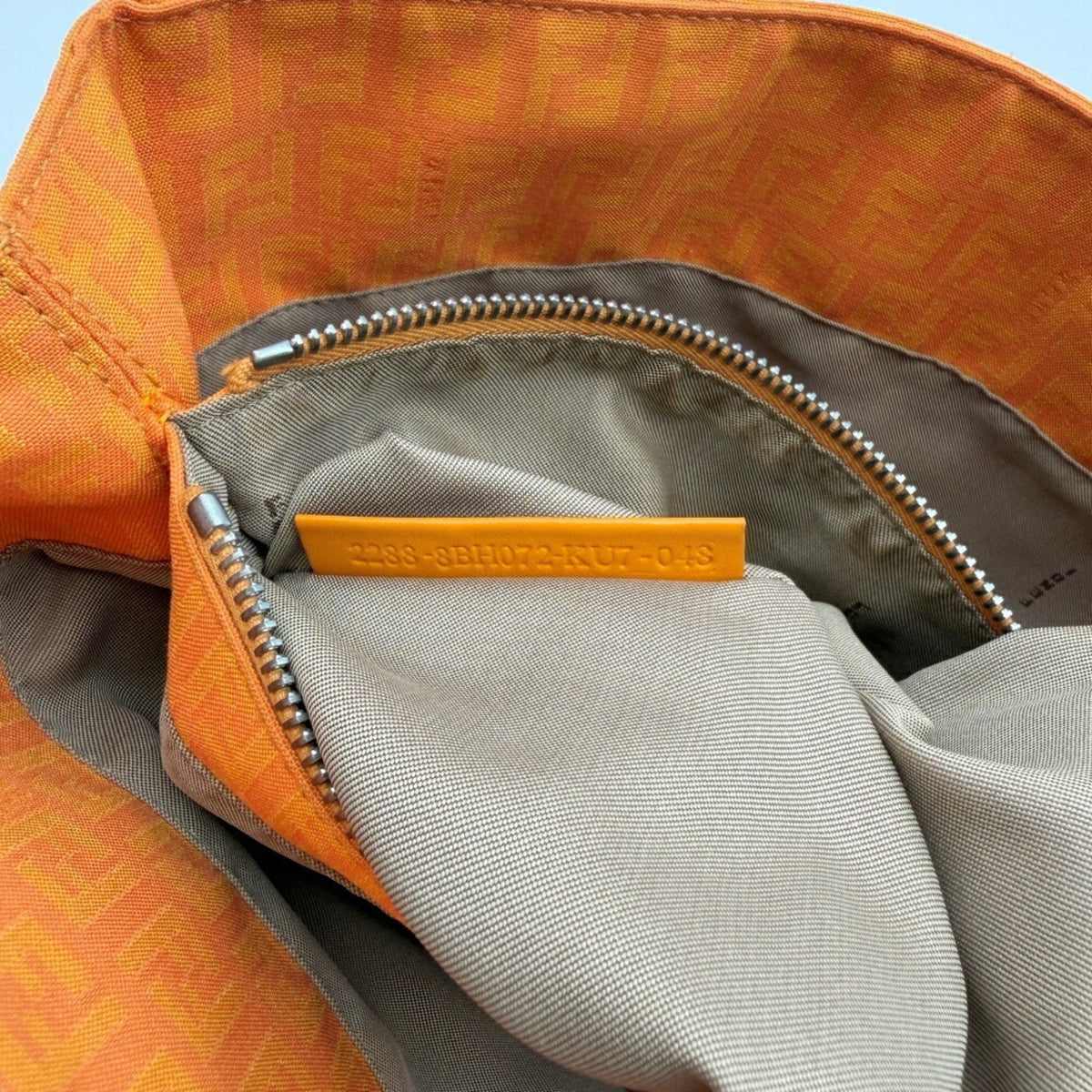 Fendi Zucchino Orange Canvas Leather Tote Bag (Pre-Owned)