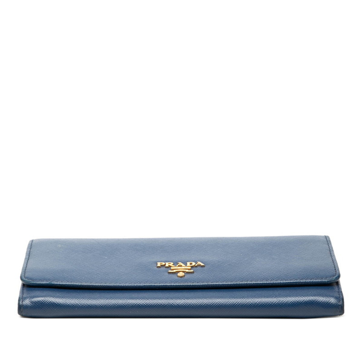 Prada Blue Leather Long Wallet (Bi-Fold) (Pre-Owned)