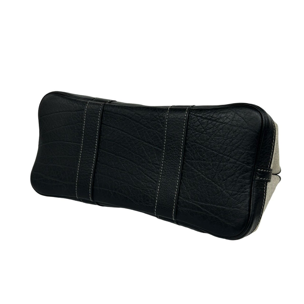 Hermes Black Gray Toile H Buffalo Leather Handbag Shoulder Bag (Pre-Owned)