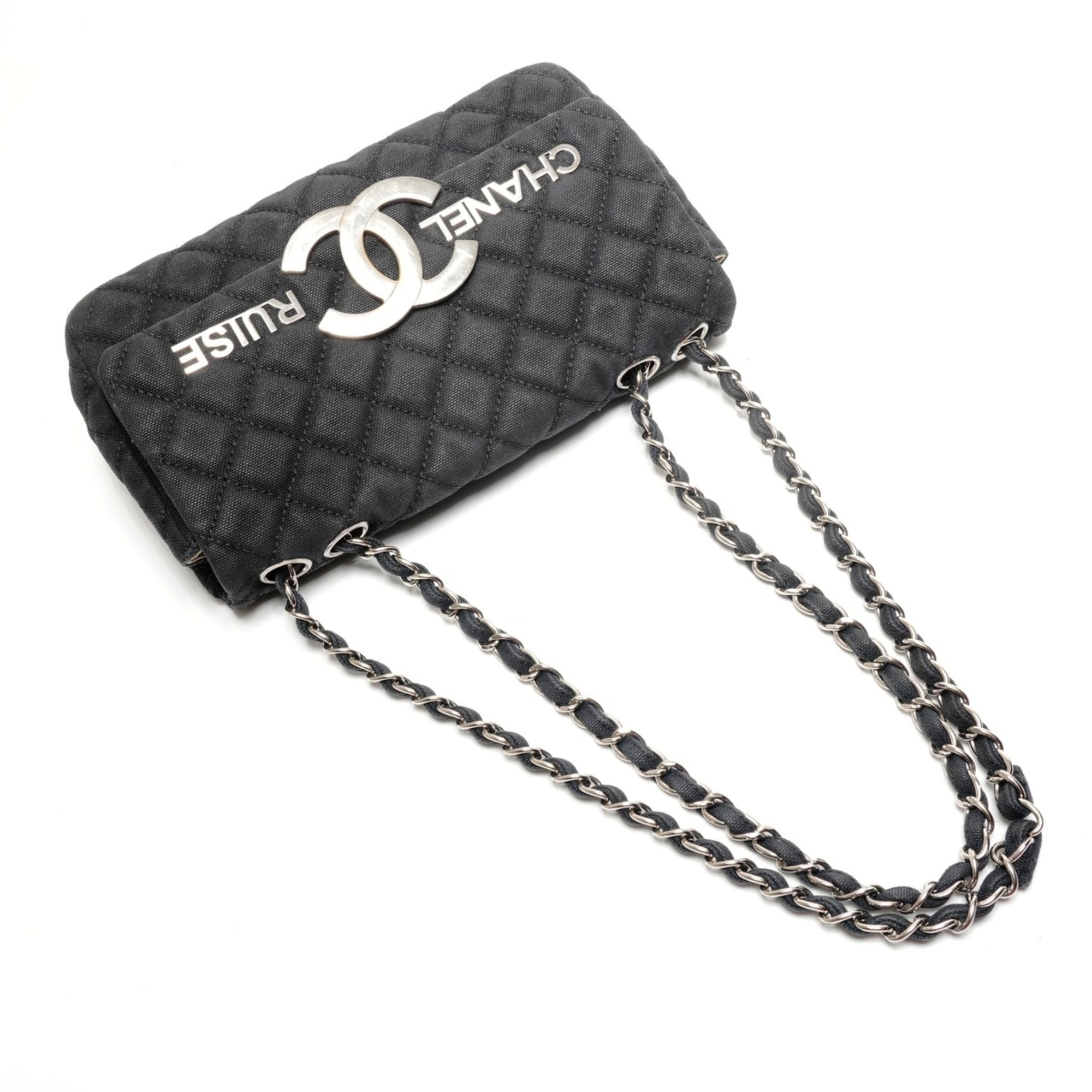 Chanel Matelasse Black Canvas Shoulder Bag (Pre-Owned)