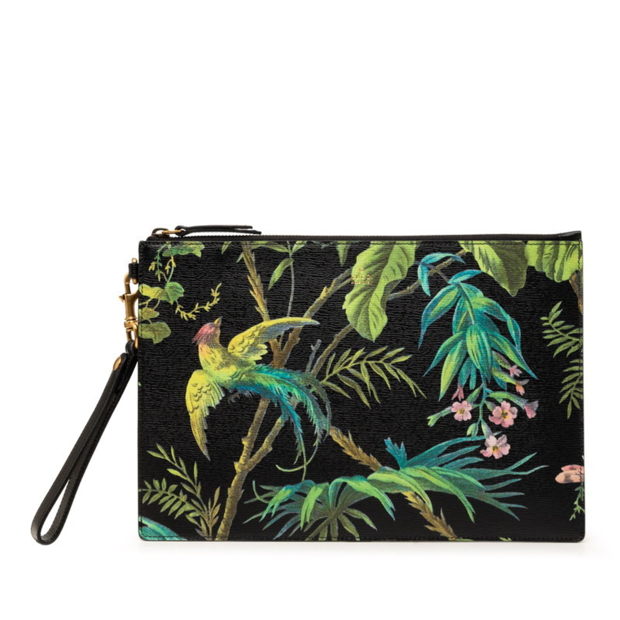 Gucci Black Green Leather Clutch Bag (Pre-Owned)