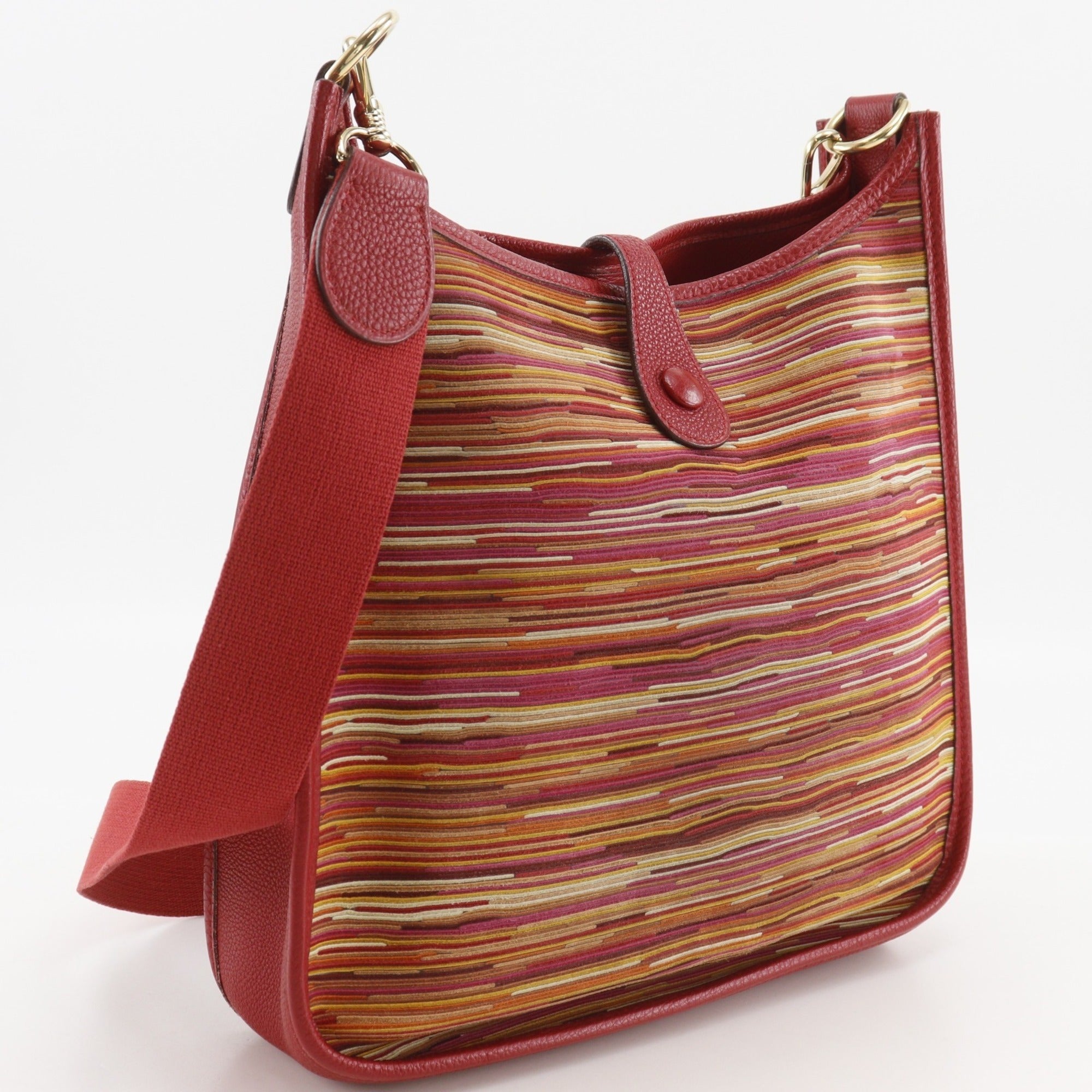 Hermes Evelyne Red Color Vibrato Leather Shoulder Bag (Pre-Owned)