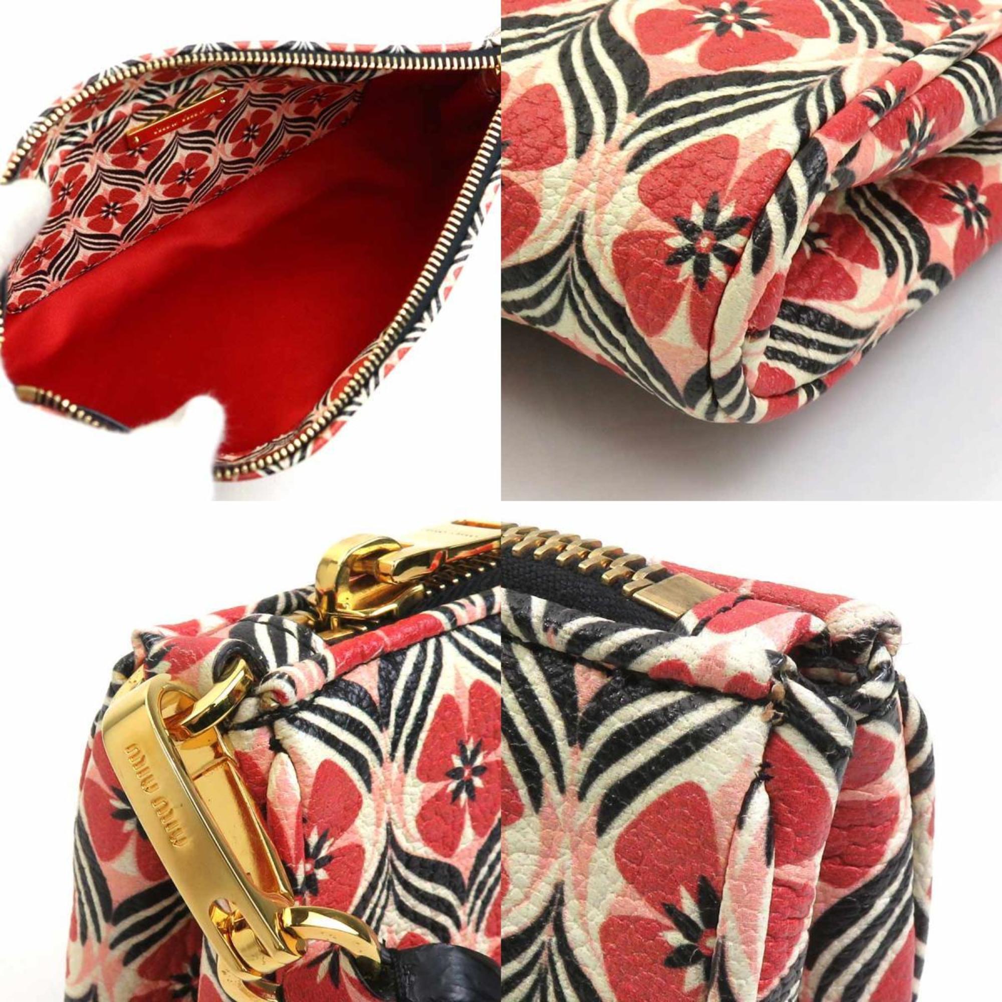 Miu Miu Multi-Color Red Color Leather Clutch Bag (Pre-Owned)