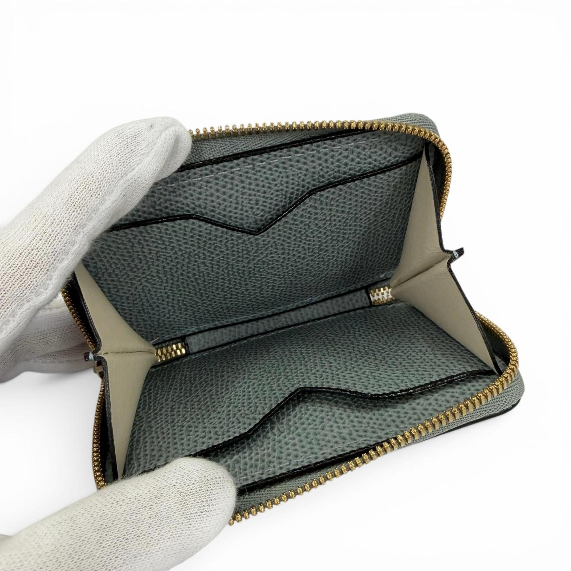 Valextra Blue Gray Leather Coin Purse/Coin Case (Pre-Owned)