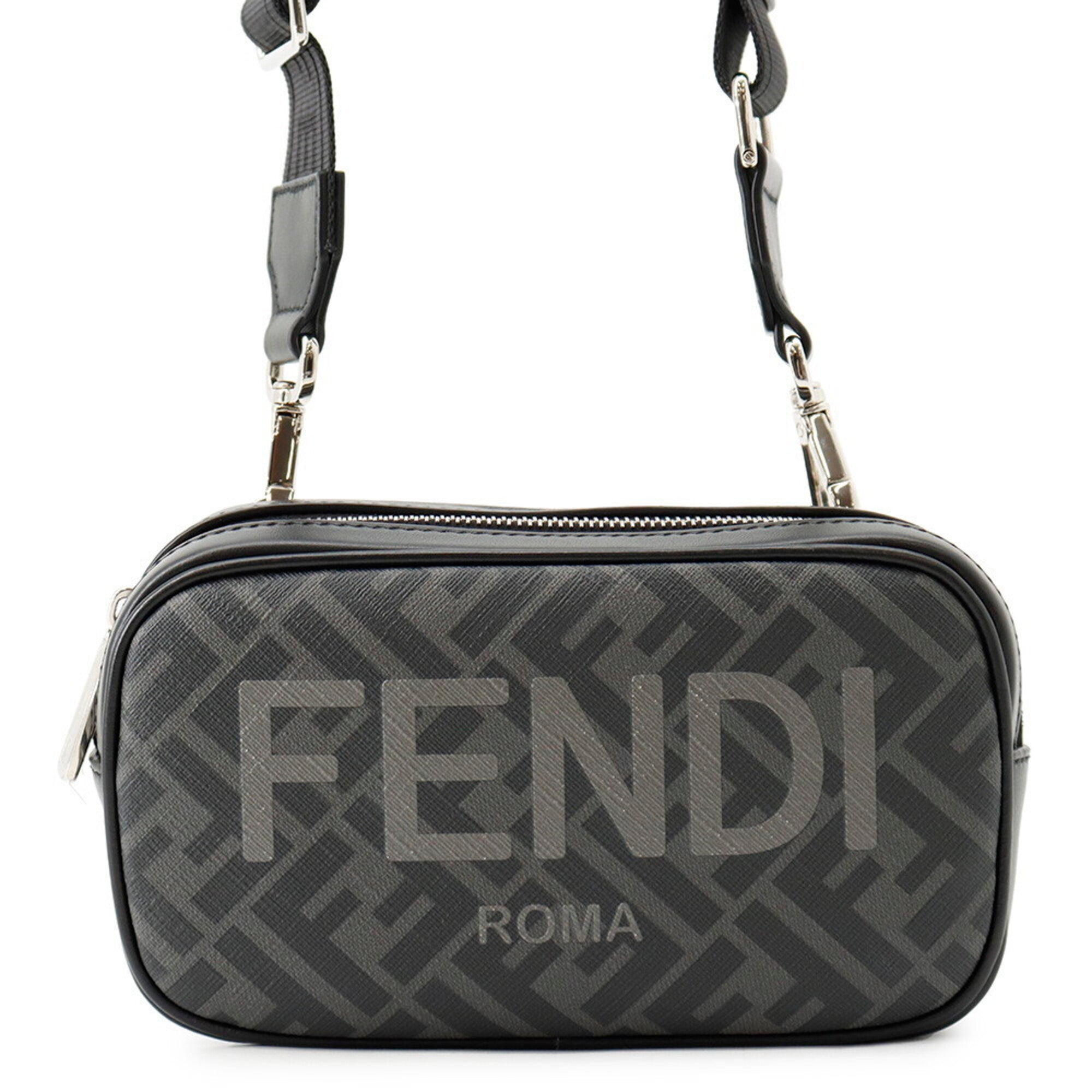 Fendi Zucca Gray Pvc Handbag Shoulder Bag (Pre-Owned)