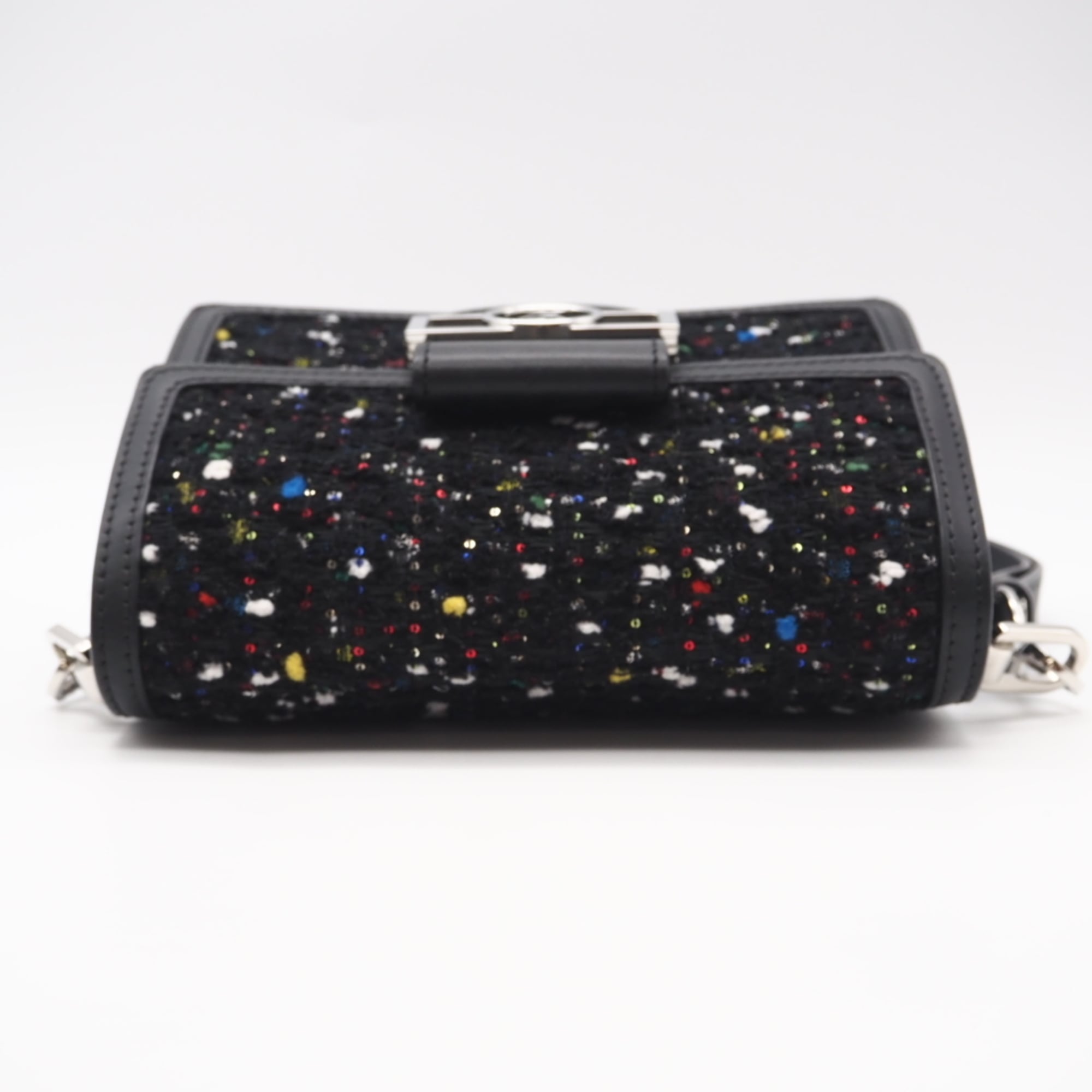 Louis Vuitton Black Multi-Color Tweed Spangles Leather Shoulder Bag (Pre-Owned)