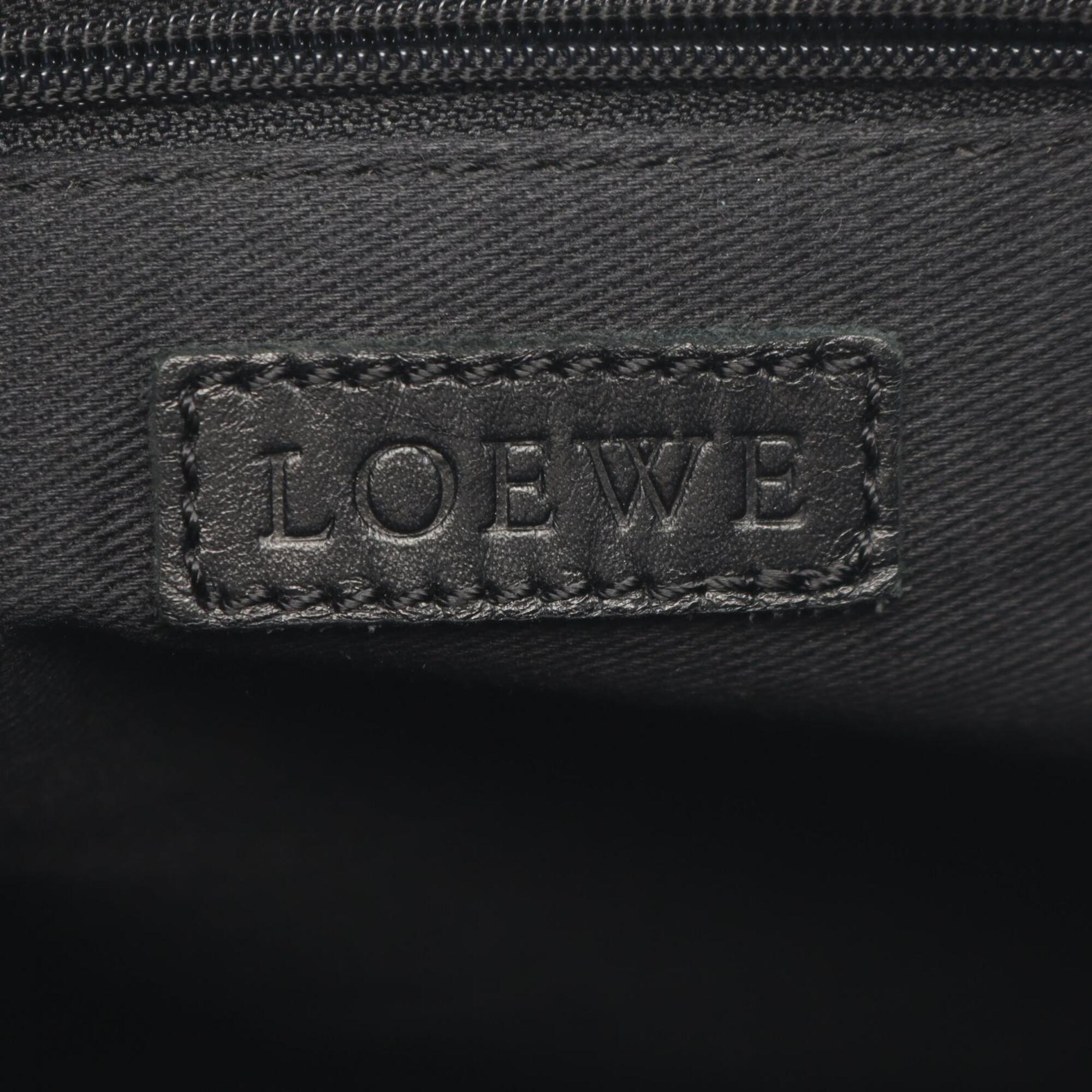 Loewe Beige Black Canvas Leather Handbag Shoulder Bag (Pre-Owned)