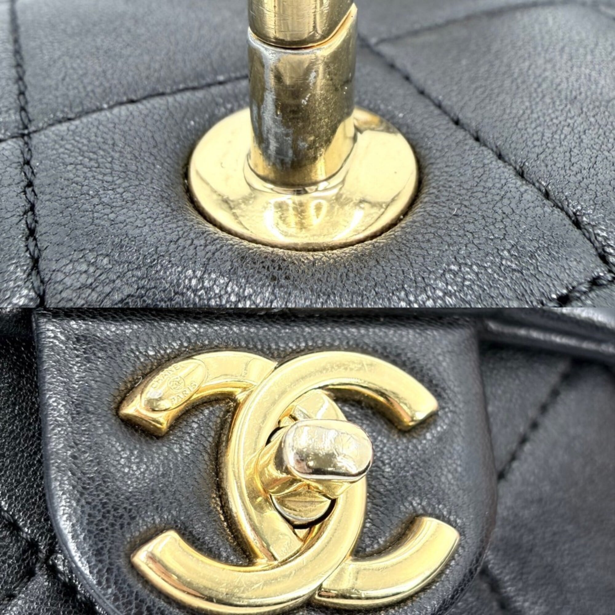Chanel Black White Leather Shoulder Bag (Pre-Owned)
