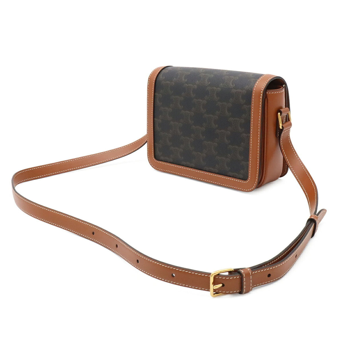Celine Brown Canvas Leather Pochette Shoulder Bag (Pre-Owned)