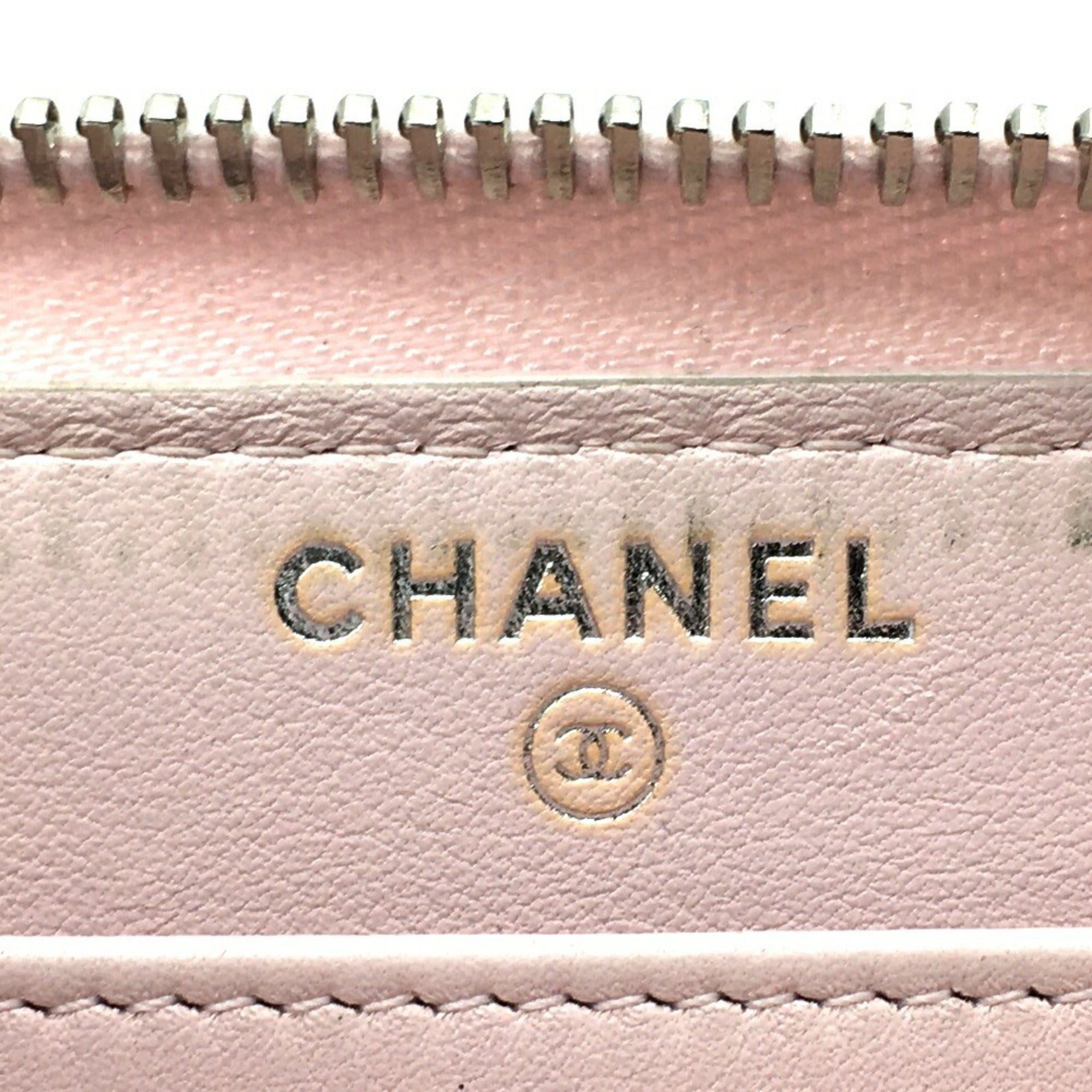 Chanel Deauville Pink Tweed Leather Long Wallet (Bi-Fold) (Pre-Owned)