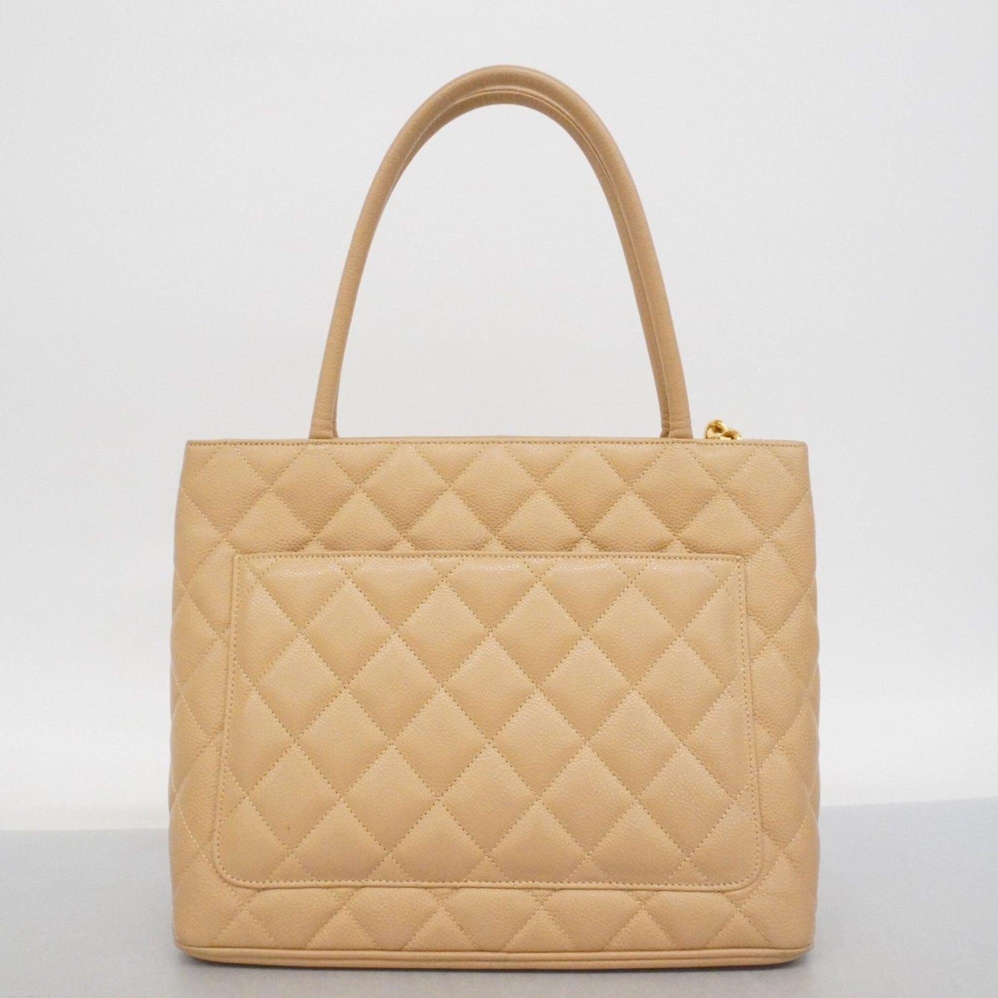 Chanel Beige Grained Calfskin Tote Bag (Pre-Owned)