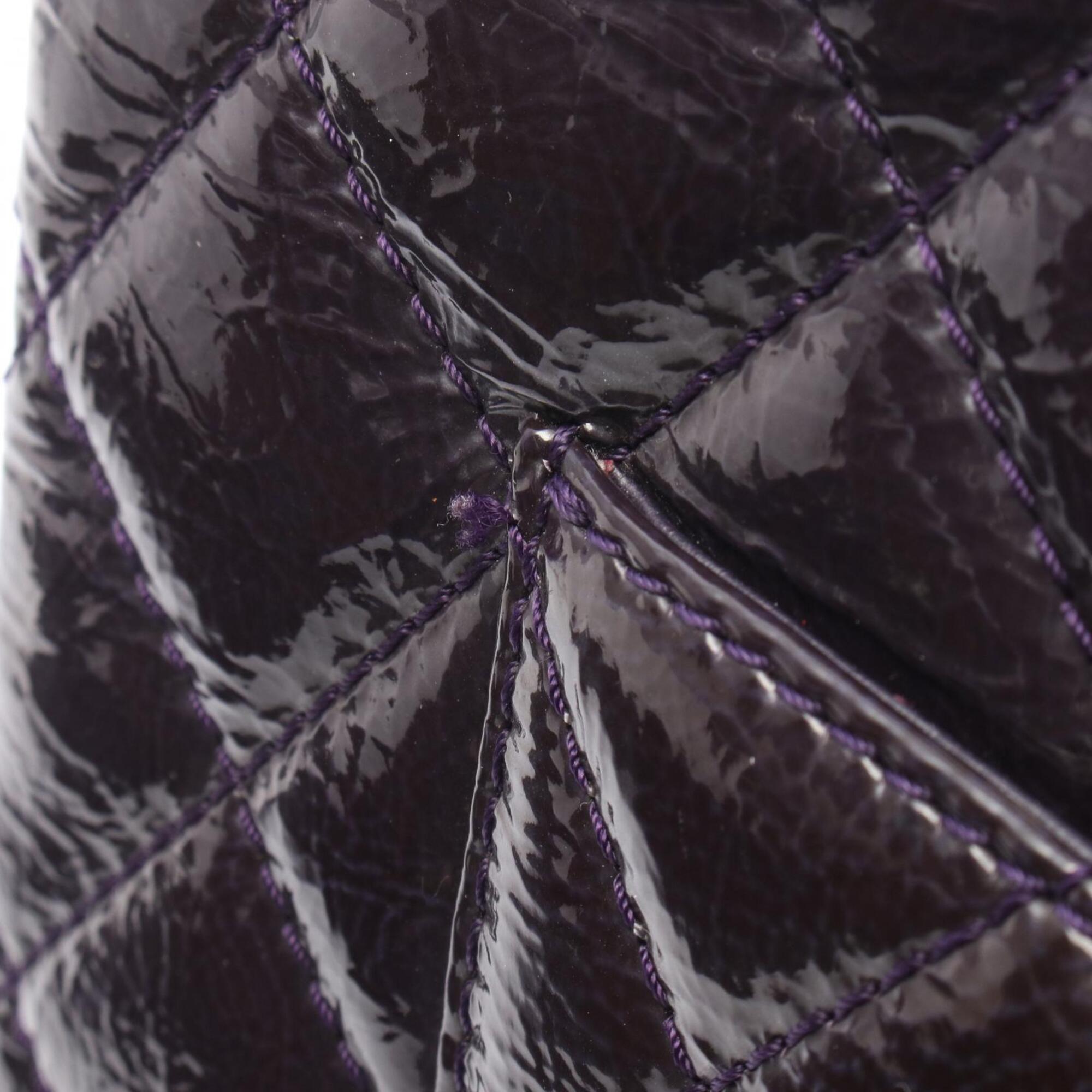 Chanel Purple Patent Leather Handbag Shoulder Bag (Pre-Owned)