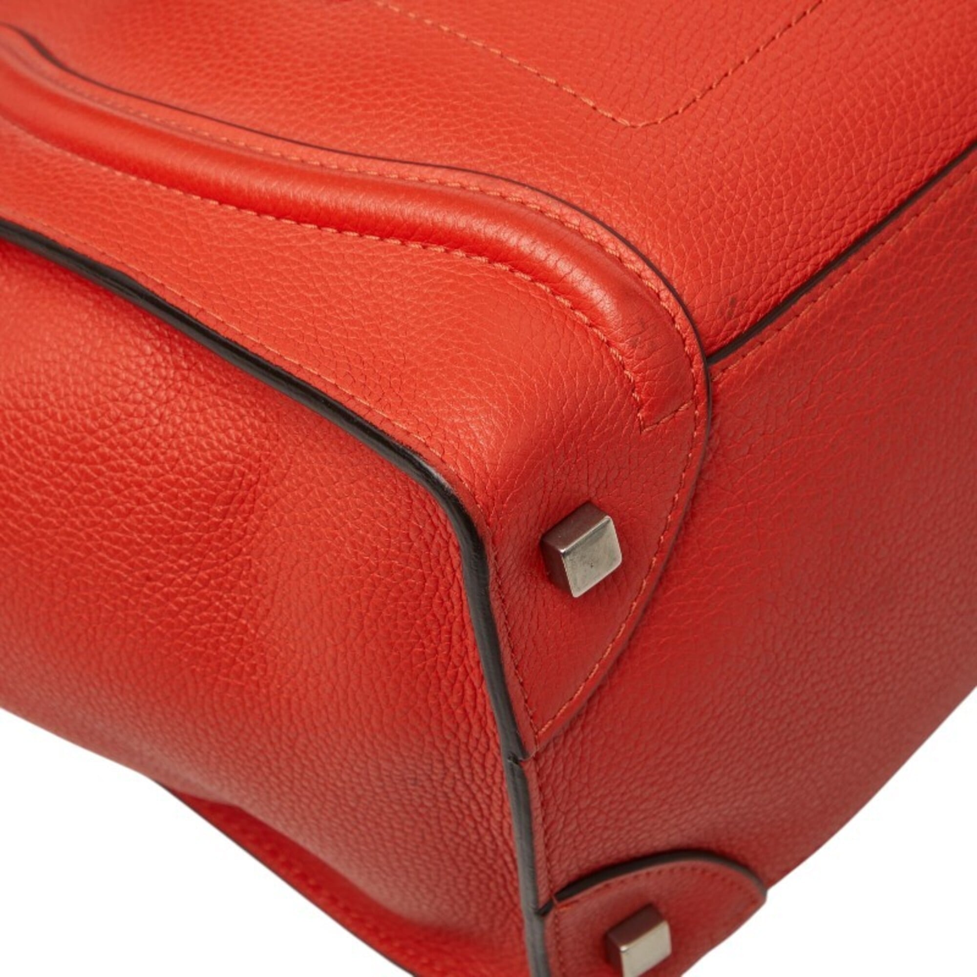 Celine Orange Red Color Leather Handbag (Pre-Owned)