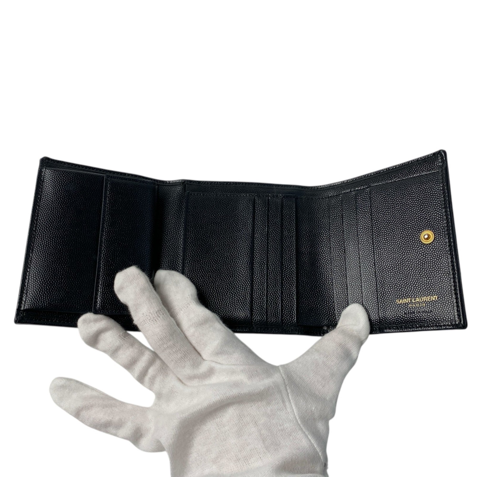 Saint Laurent Black Leather Wallet (Tri-Fold) (Pre-Owned)
