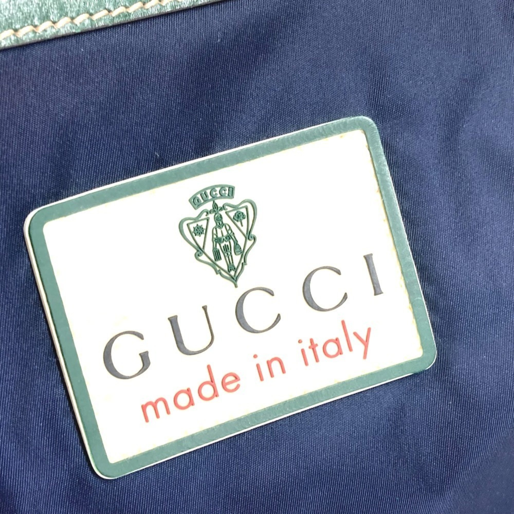 Gucci Navy Red Color Nylon Shoulder Bag Tote Bag (Pre-Owned)
