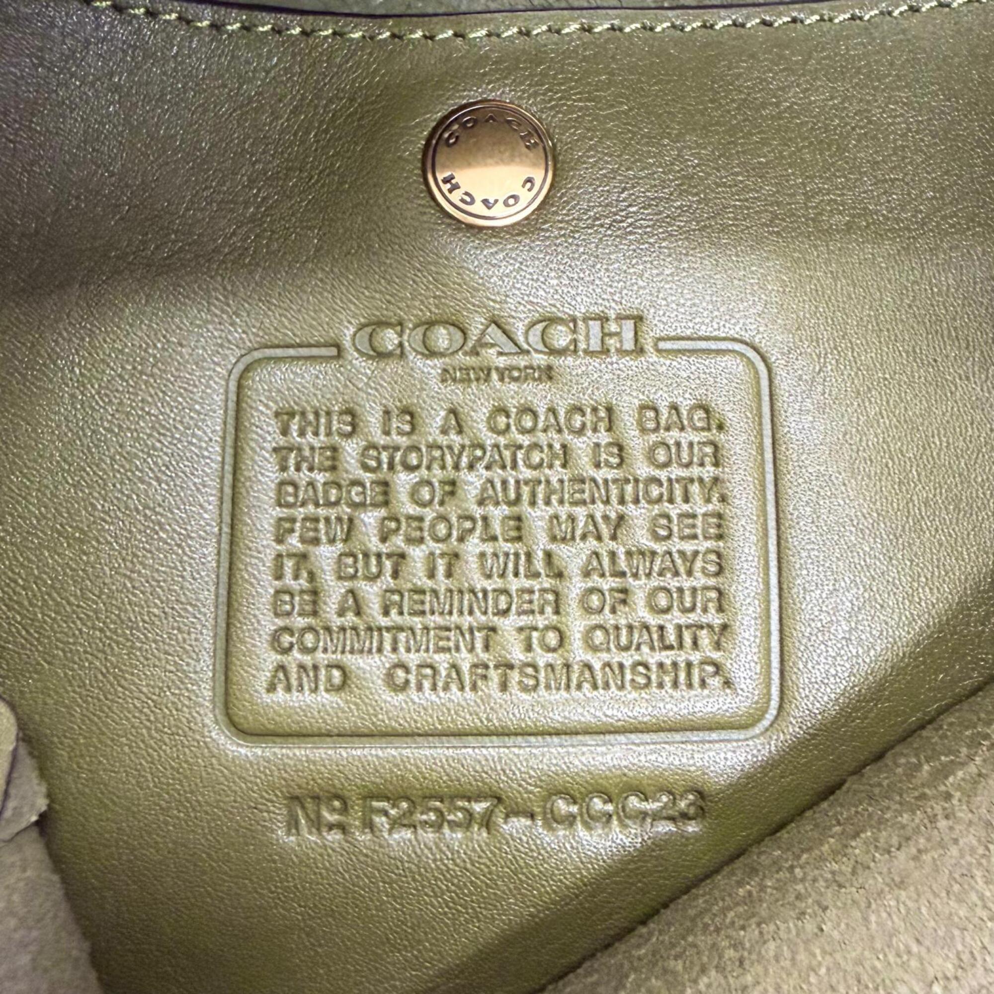 Coach Khaki Leather Pouch Shoulder Bag (Pre-Owned)
