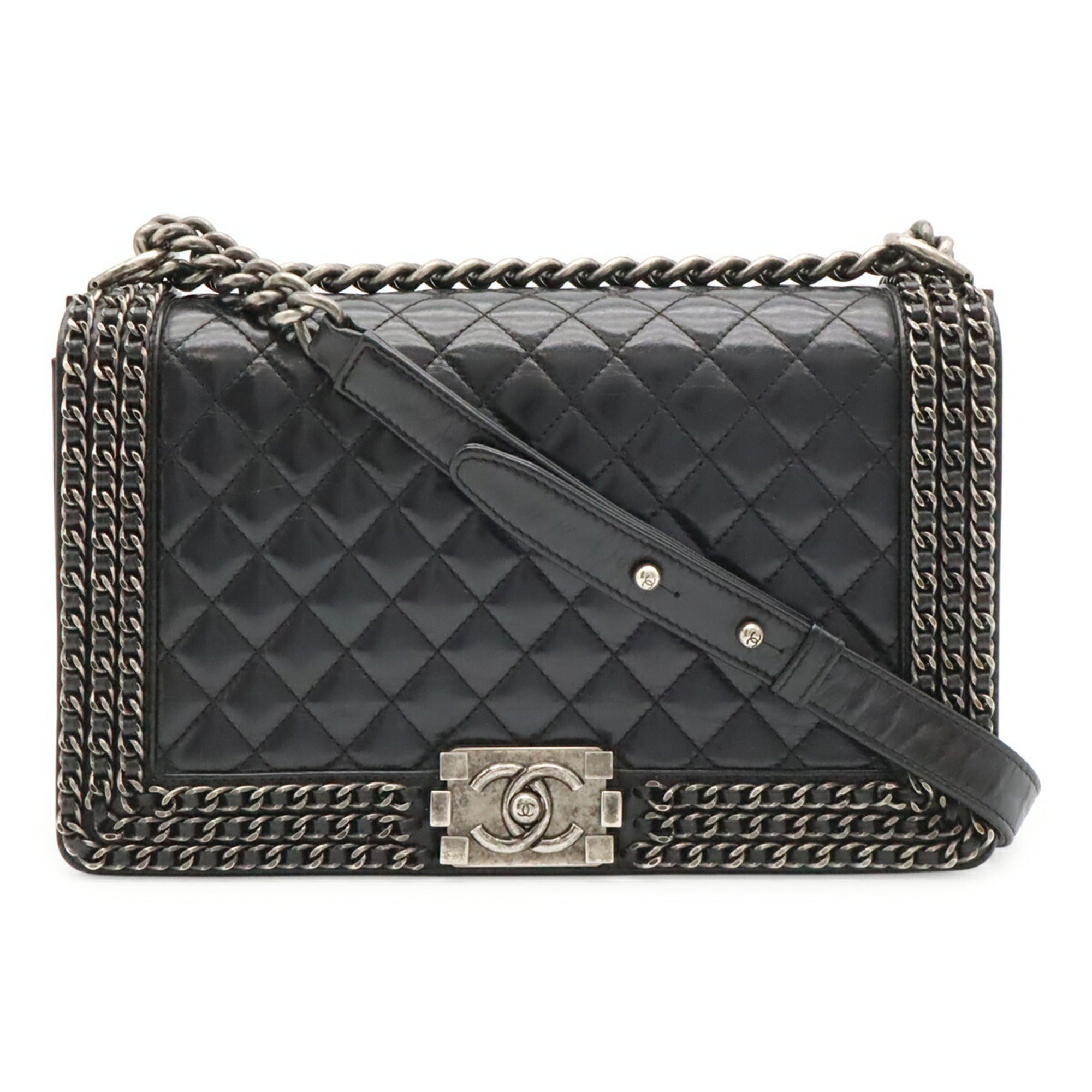 Chanel Dark Navy Leather Shoulder Bag (Pre-Owned)