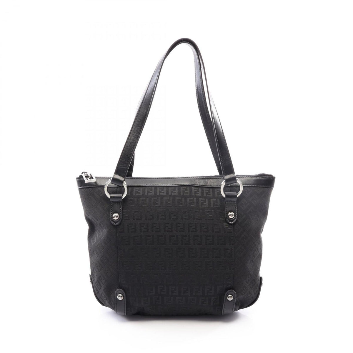 Fendi Black Canvas Leather Handbag Shoulder Bag (Pre-Owned)