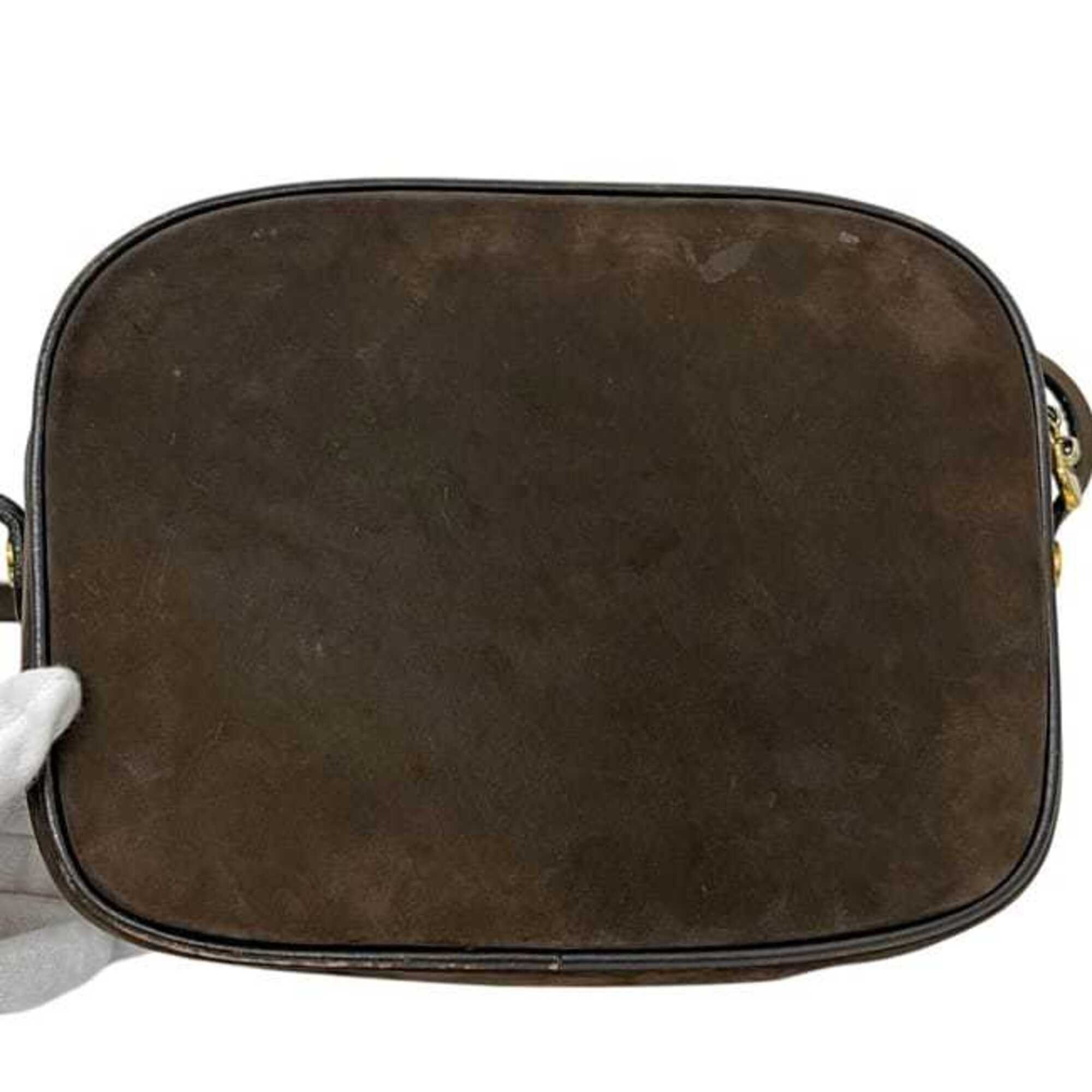 Salvatore Ferragamo Vara Brown Suede Leather Shoulder Bag (Pre-Owned)