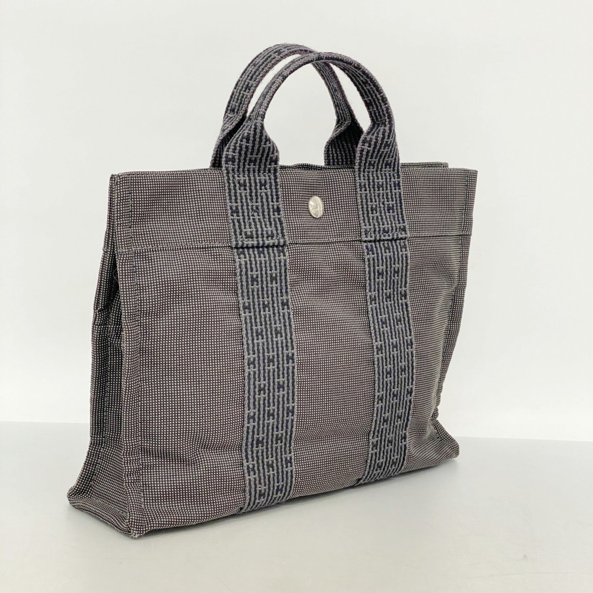 Hermes Gray Canvas Tote Bag (Pre-Owned)
