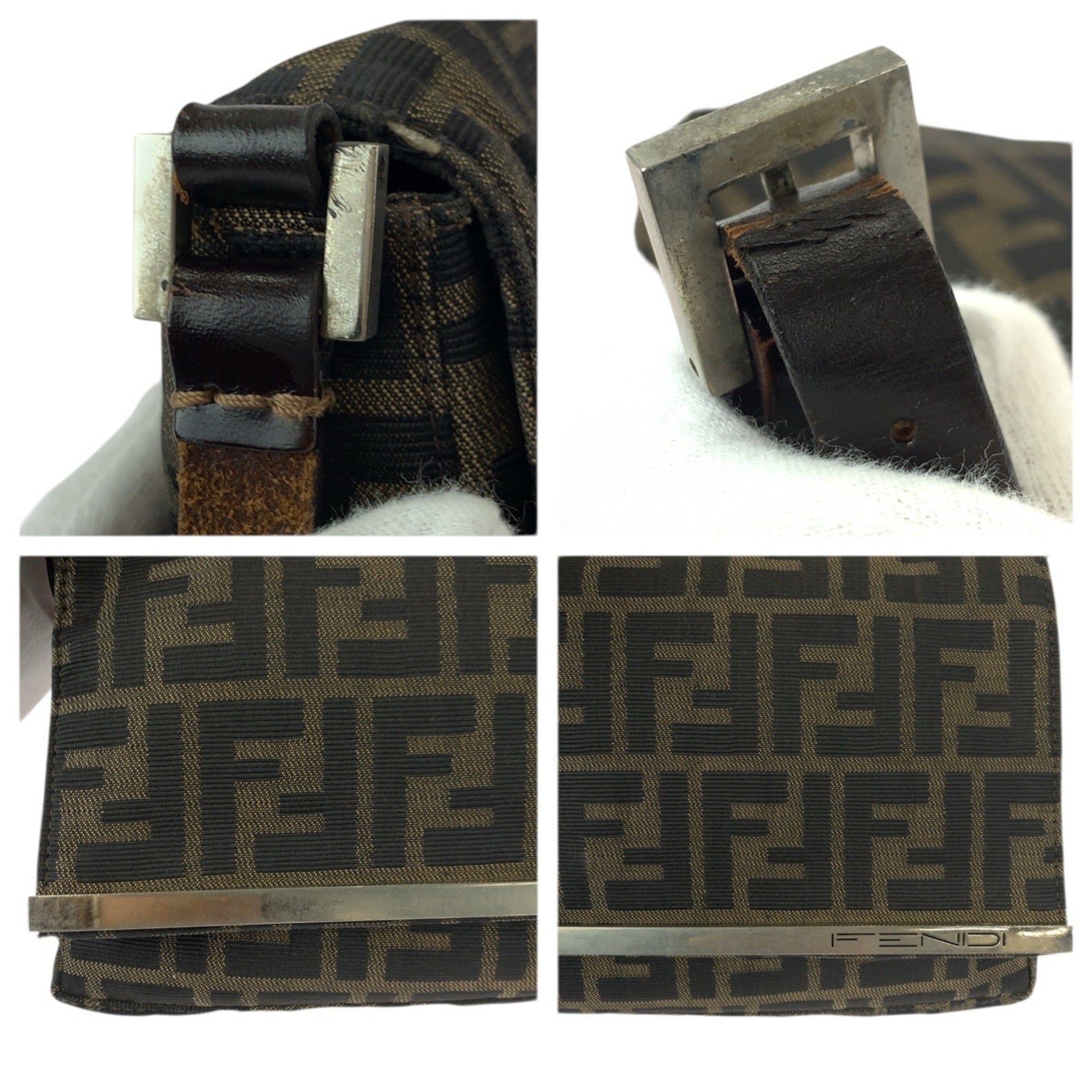 Fendi Brown Canvas Leather Handbag Shoulder Bag (Pre-Owned)
