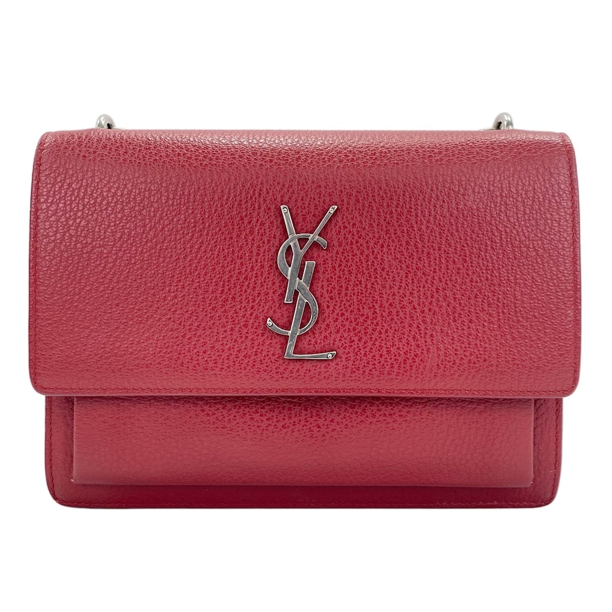 Yves Saint Laurent Red Color Wine Shoulder Bag (Pre-Owned)