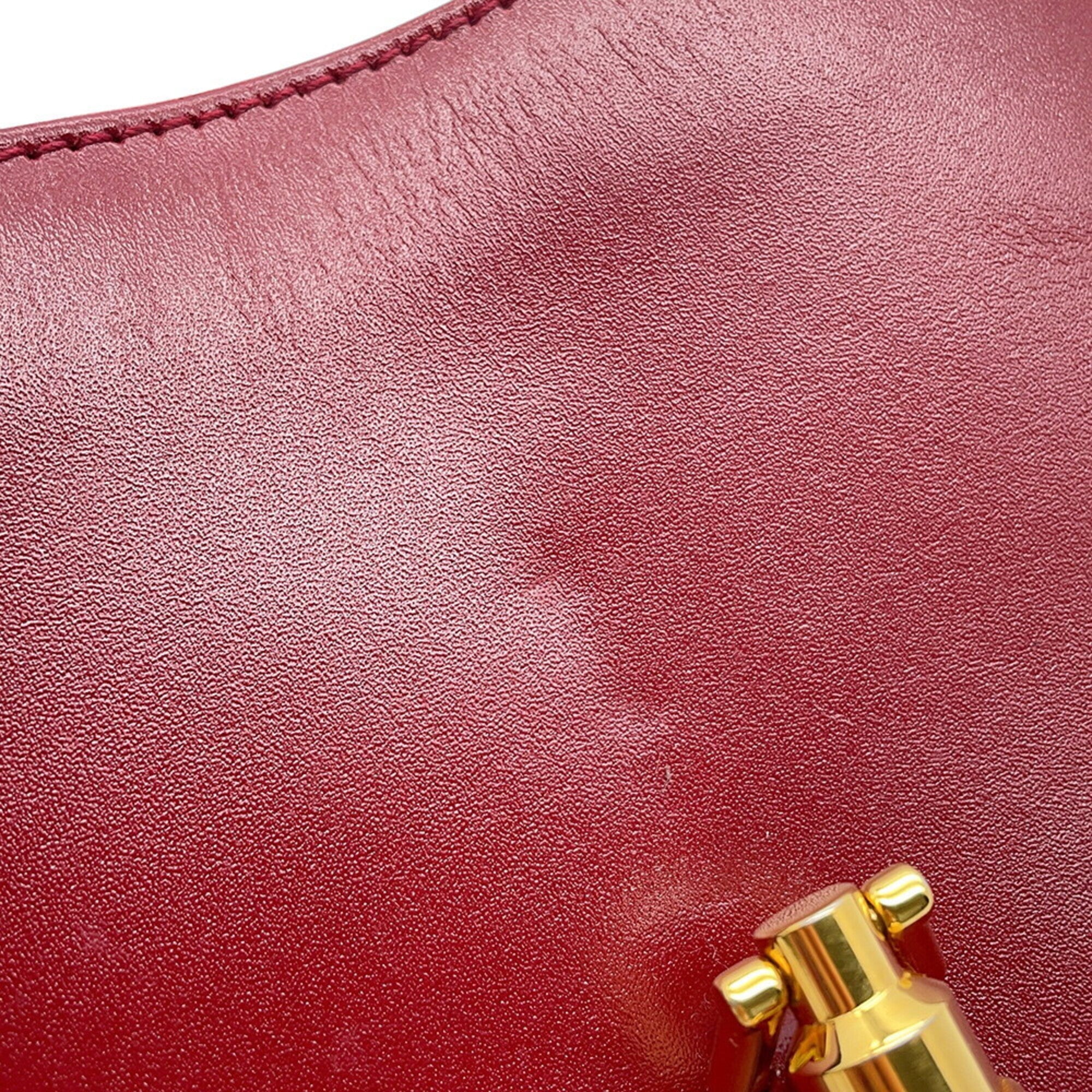 Gucci Red Color Leather Shoulder Bag (Pre-Owned)