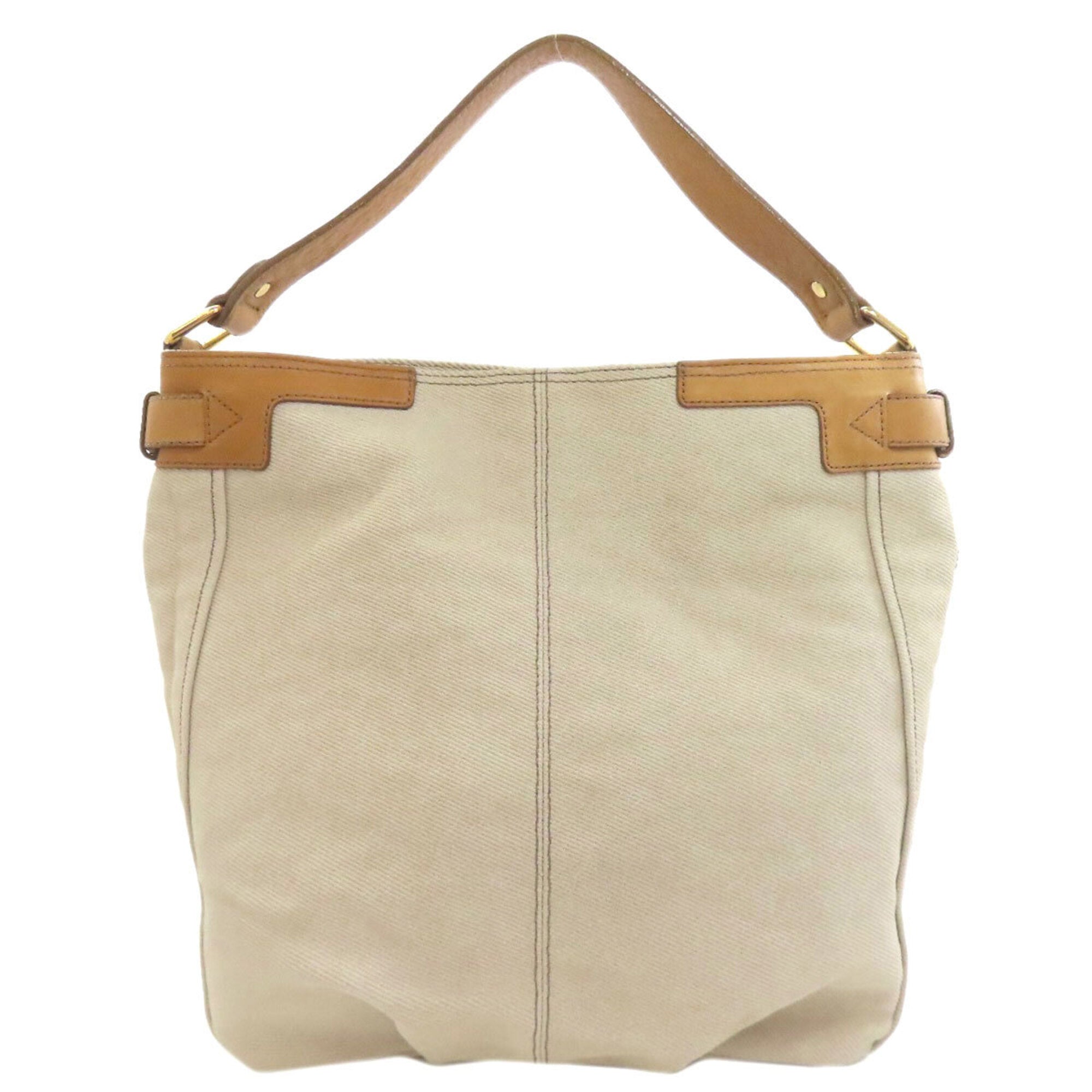 Burberry Brown Gray Canvas Leather Handbag (Pre-Owned)