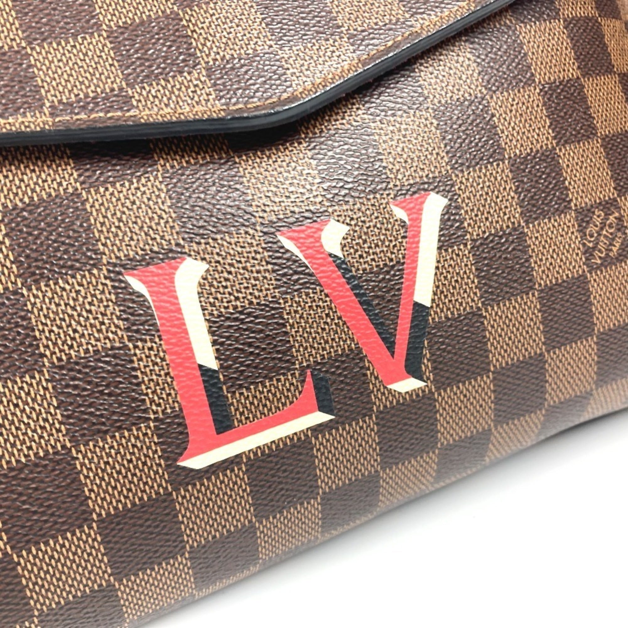 Louis Vuitton Brown Damier Canvas Ebene Galle Red Color Damier Canvas Handbag Shoulder Bag Tote Bag (Pre-Owned)