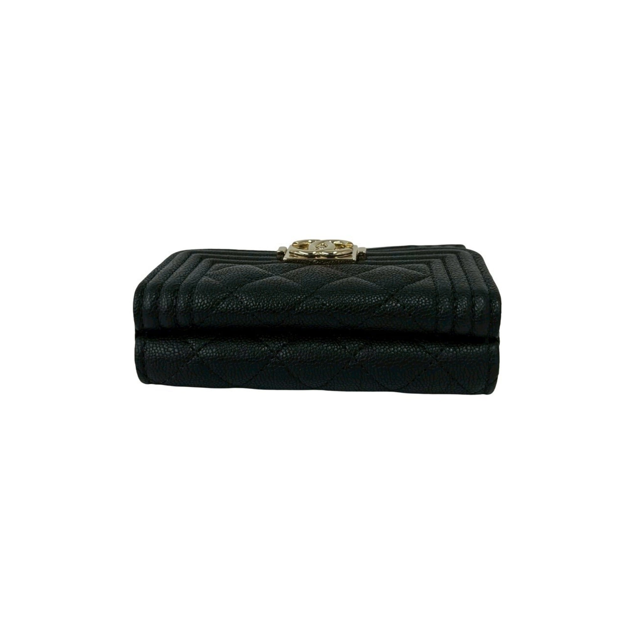 Chanel Black Grained Calfskin Wallet (Tri-Fold) (Pre-Owned)