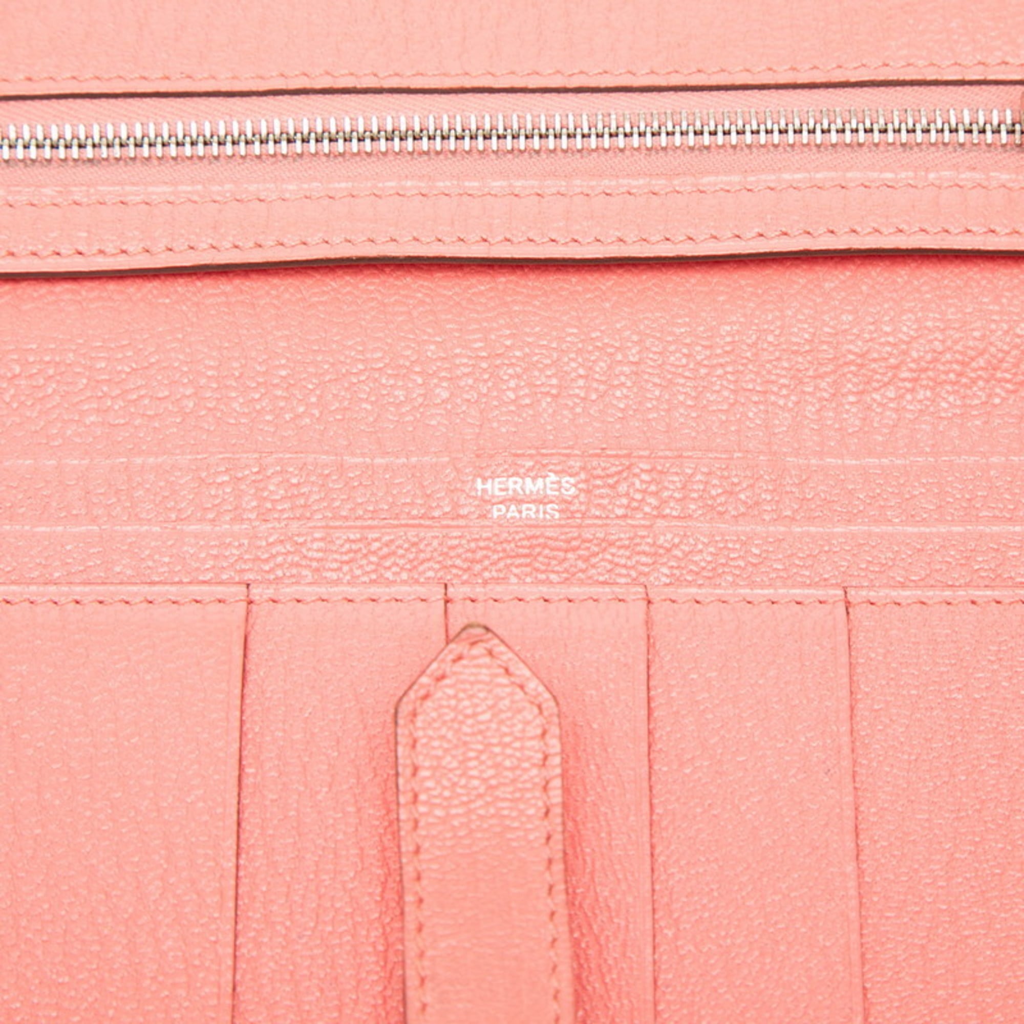 Hermes Pink Chevre Leather Leather Long Wallet (Bi-Fold) (Pre-Owned)