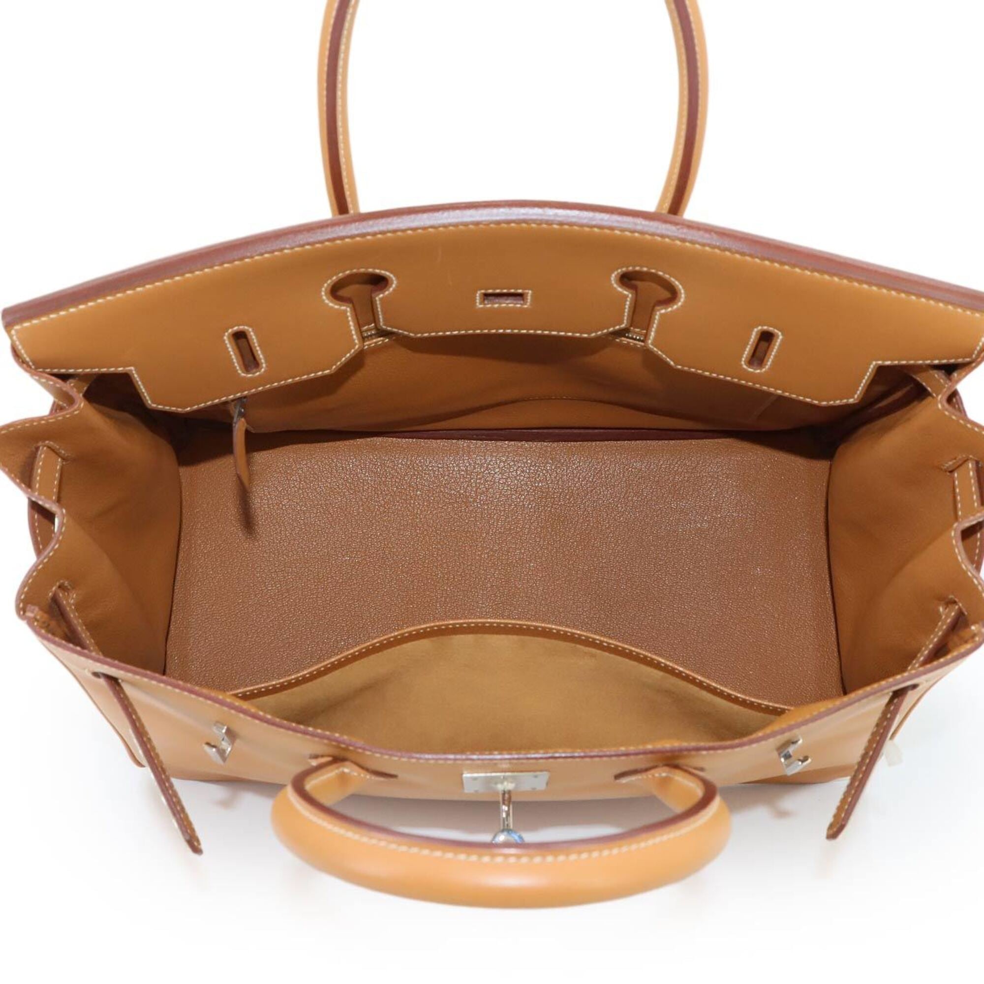 Hermes Green Natural Barenia Leather Handbag (Pre-Owned)