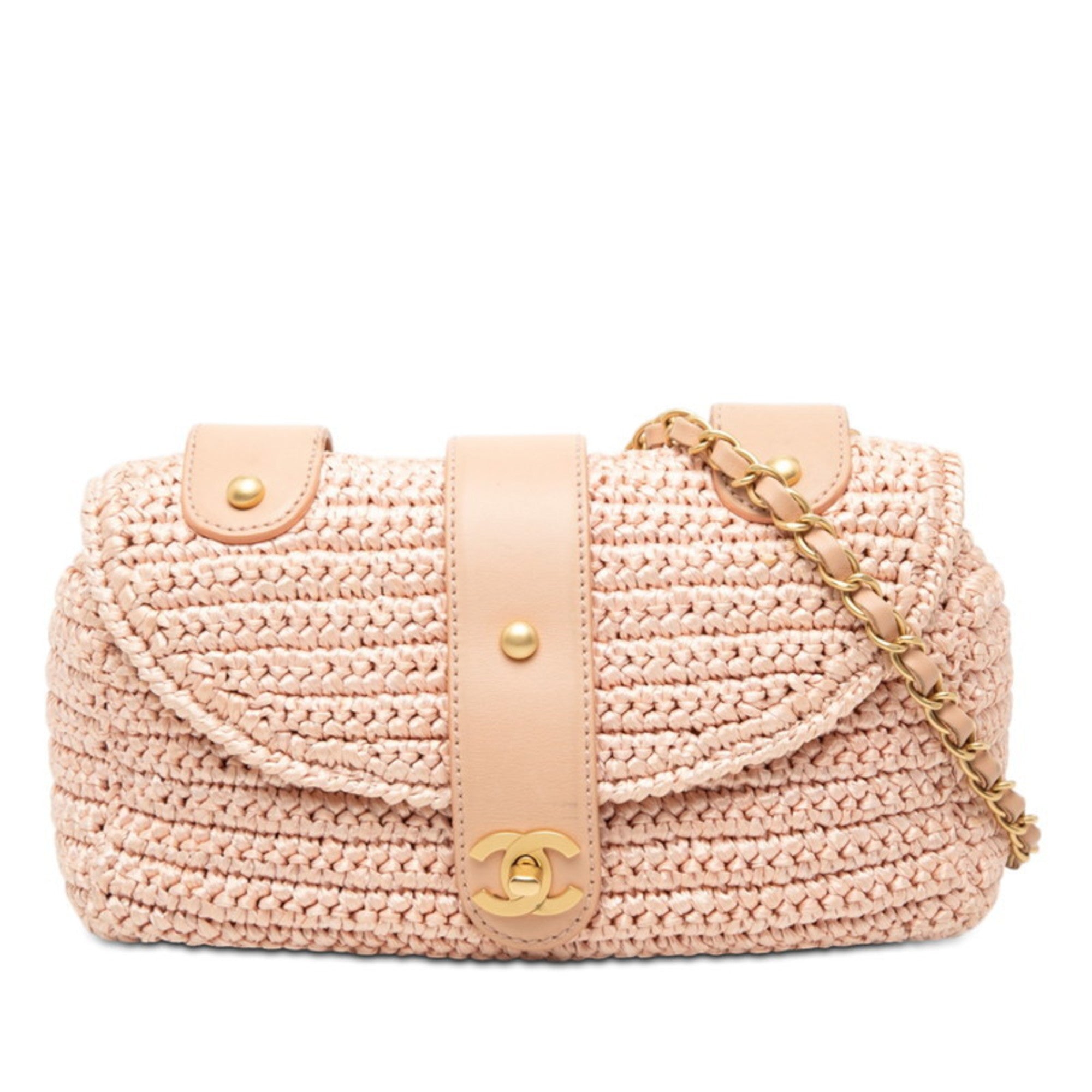 Chanel Pink Straw Shoulder Bag (Pre-Owned)