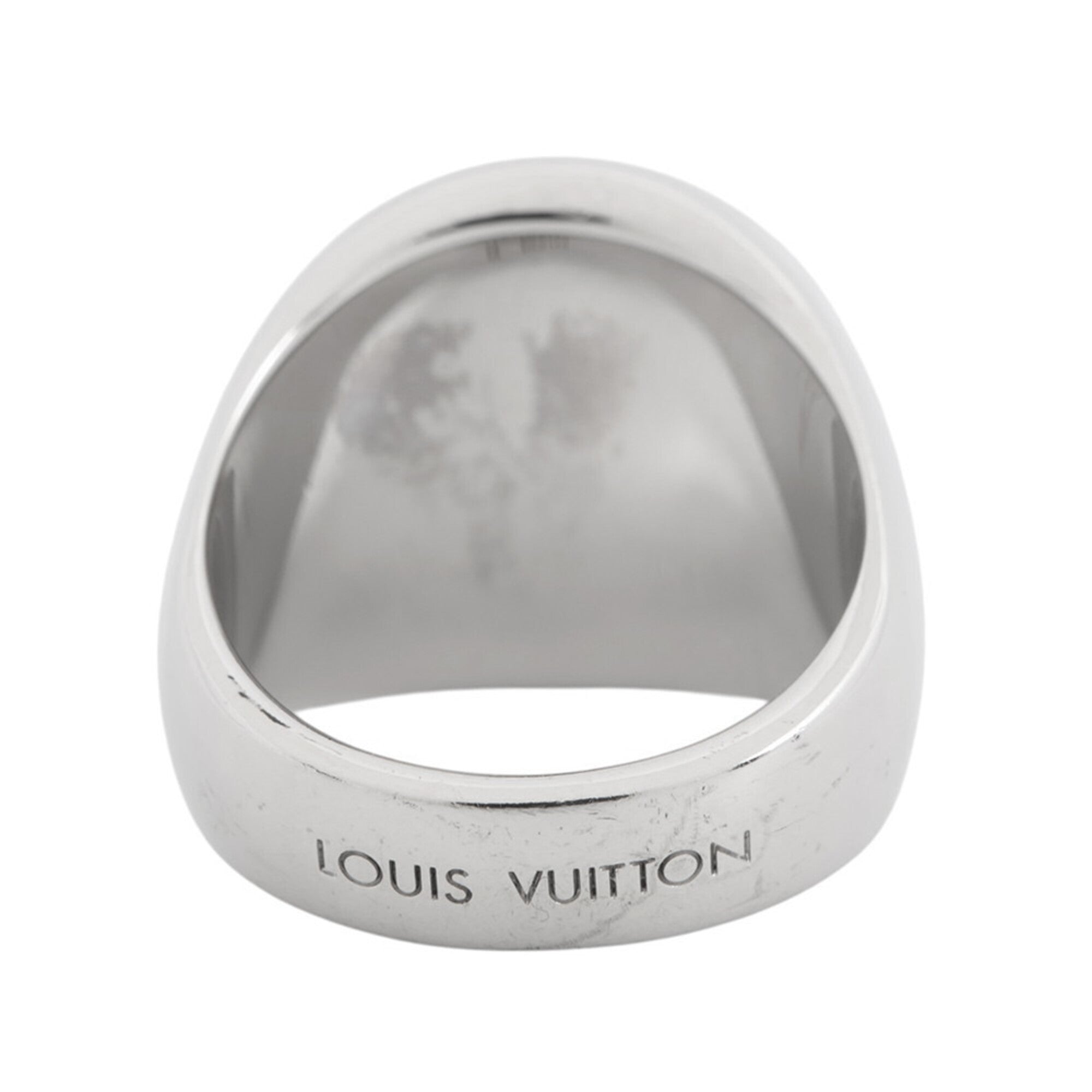 Louis Vuitton Silver Noir Metal Band Ring (Pre-Owned)