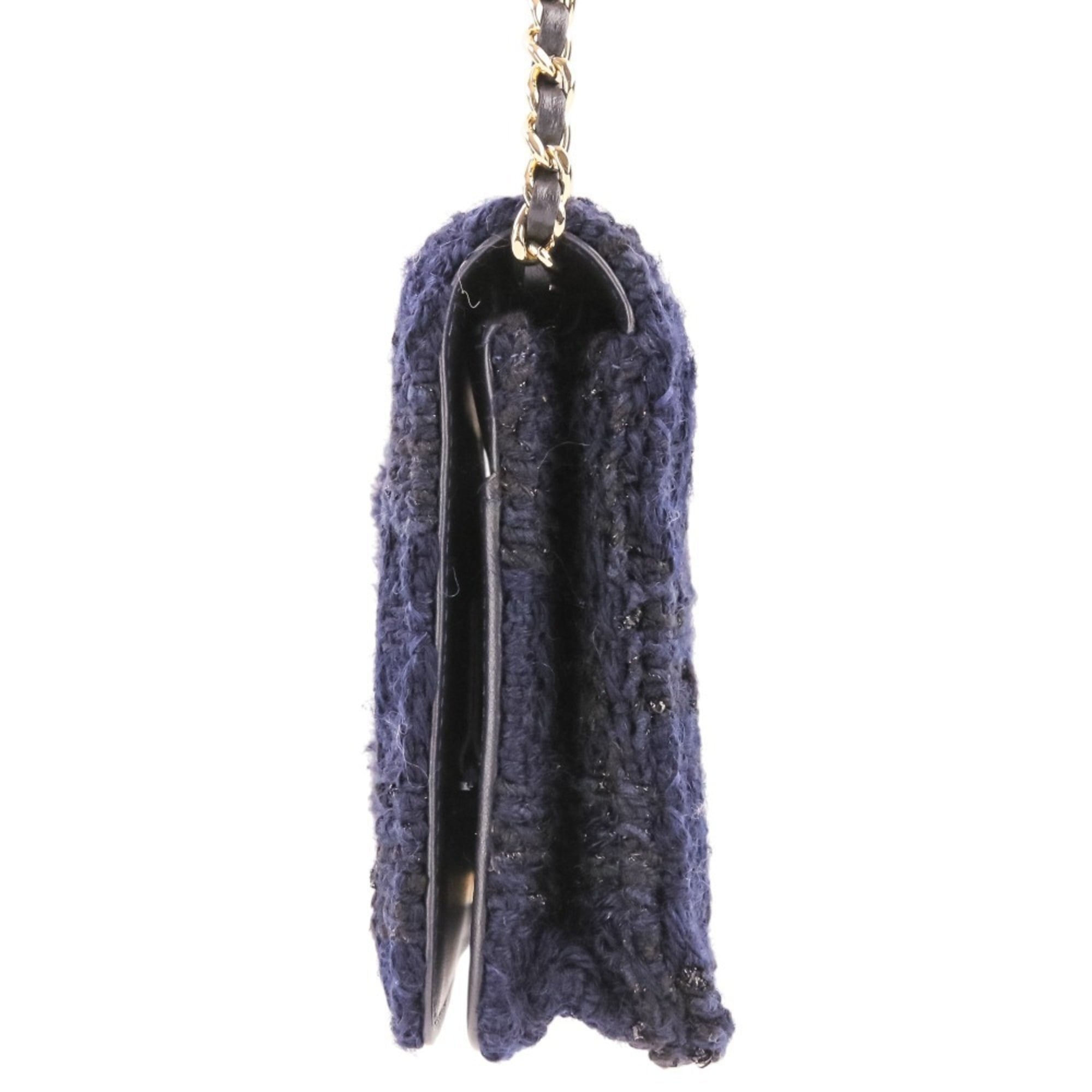 Chanel Matelasse Navy Tweed Handbag Pouch (Pre-Owned)