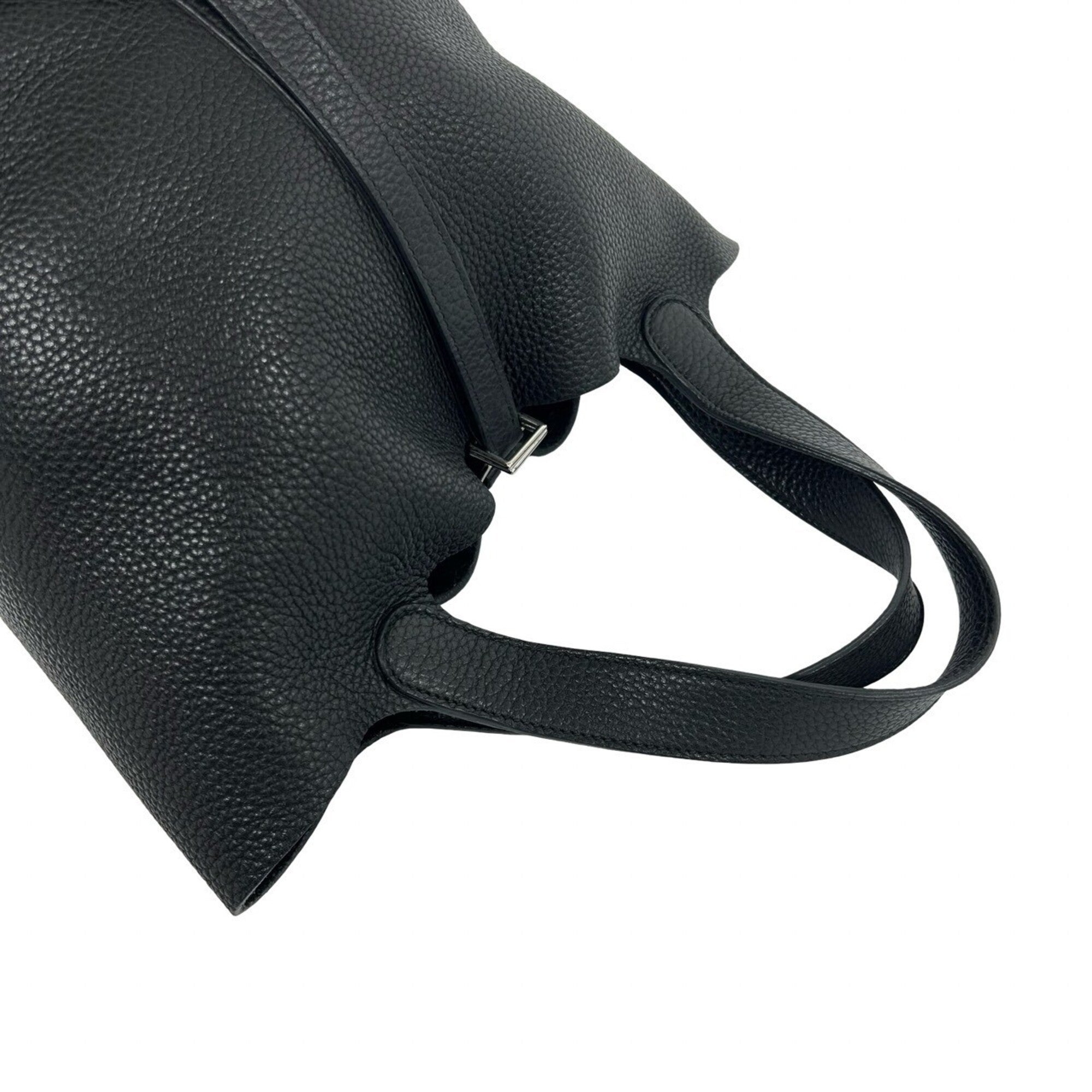 Hermes Black Taurillon Clemence Leather Handbag Tote Bag (Pre-Owned)