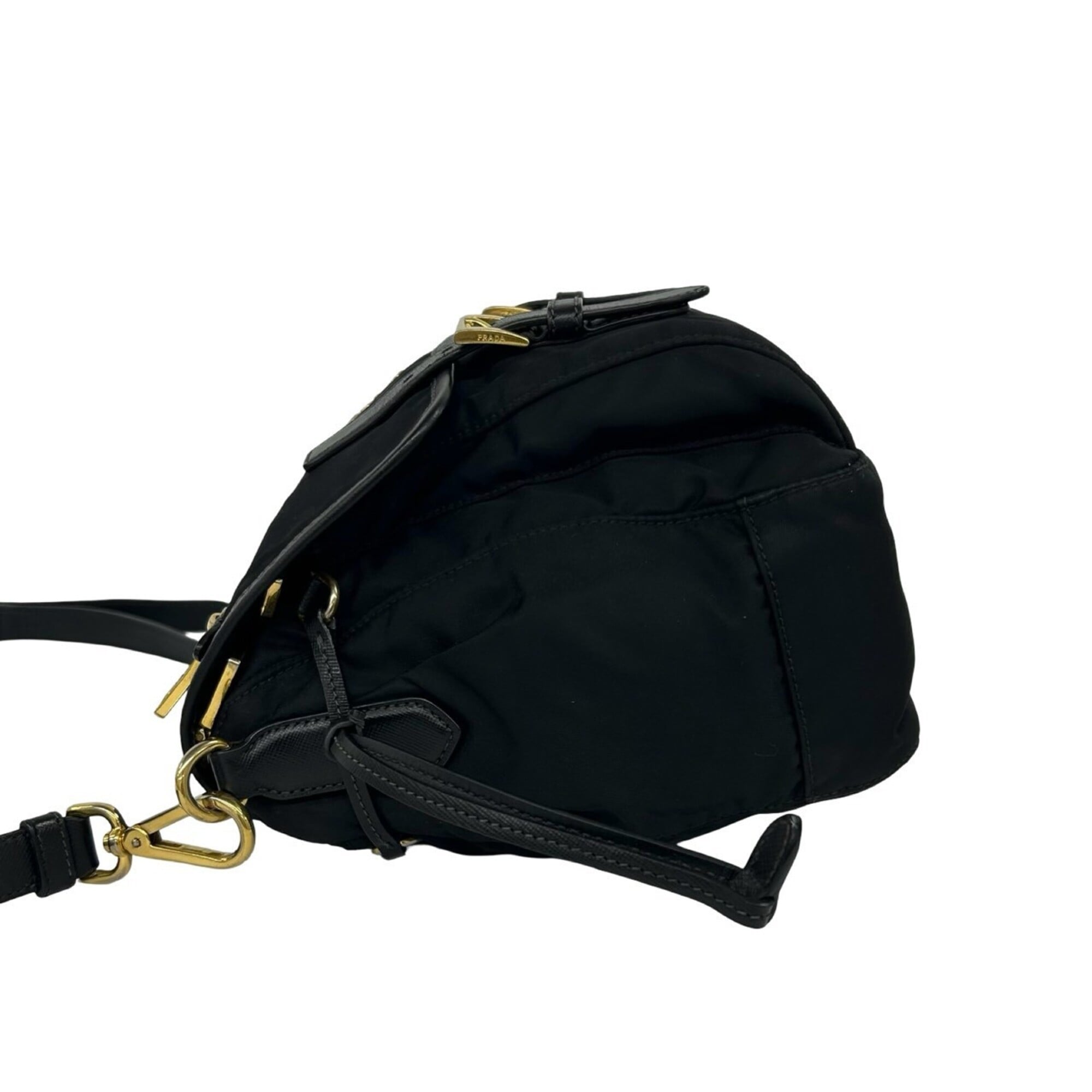 Prada Black Nylon Leather Pochette Shoulder Bag (Pre-Owned)