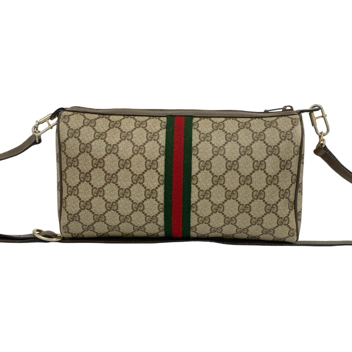 Gucci Brown Green Red Color Leather Pochette Shoulder Bag (Pre-Owned)