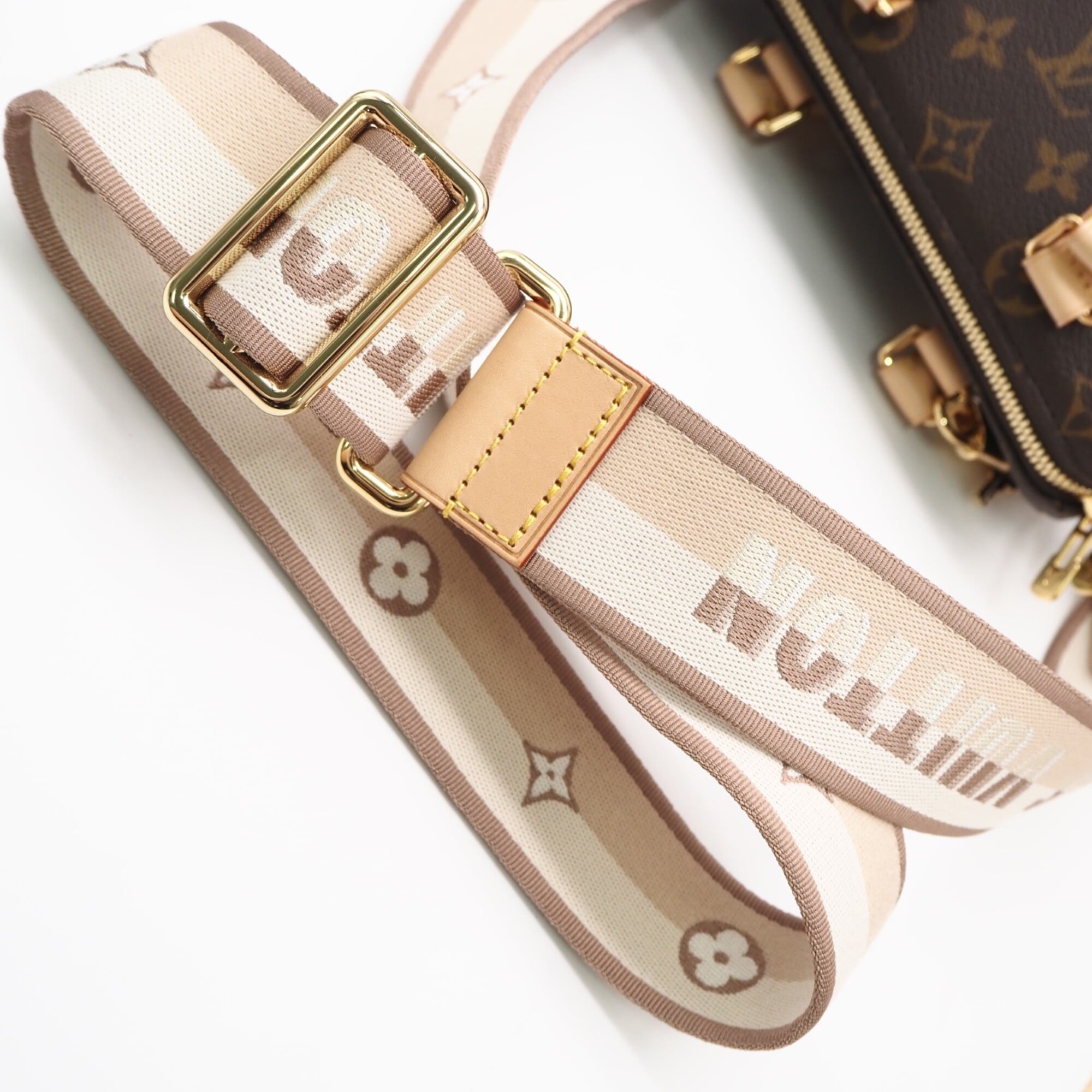 Louis Vuitton Monogram Beige Brown Coated Canvas Leather Handbag (Pre-Owned)