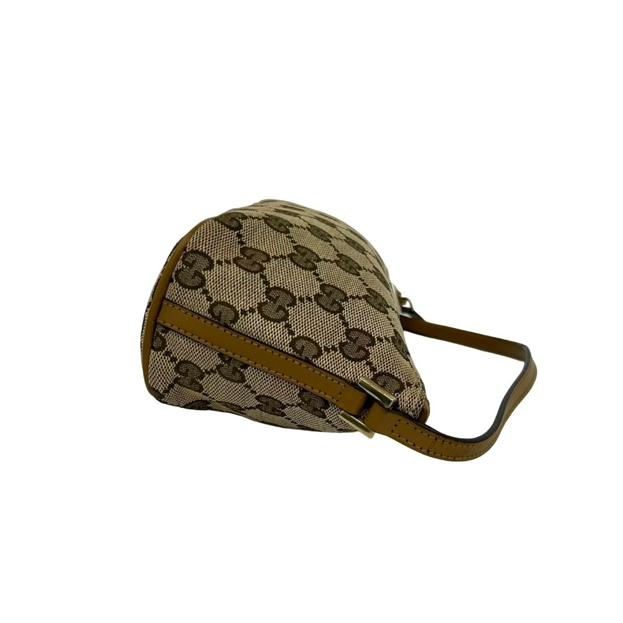 Gucci Brown Canvas Leather Handbag Pouch (Pre-Owned)