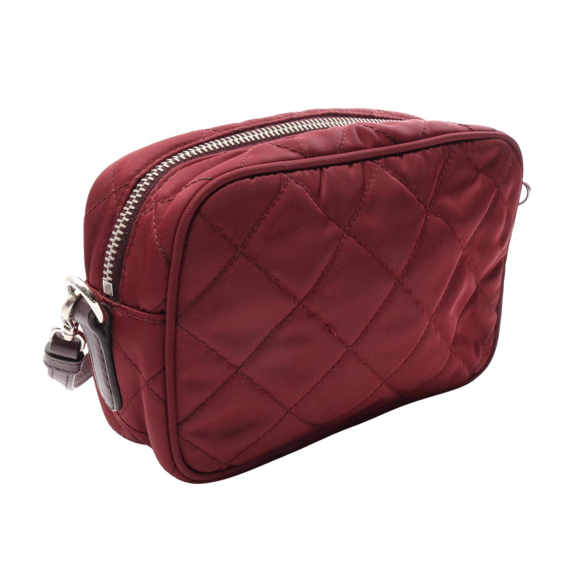 Prada Bordeaux Nylon Saffiano Triangle Handbag Shoulder Bag (Pre-Owned)