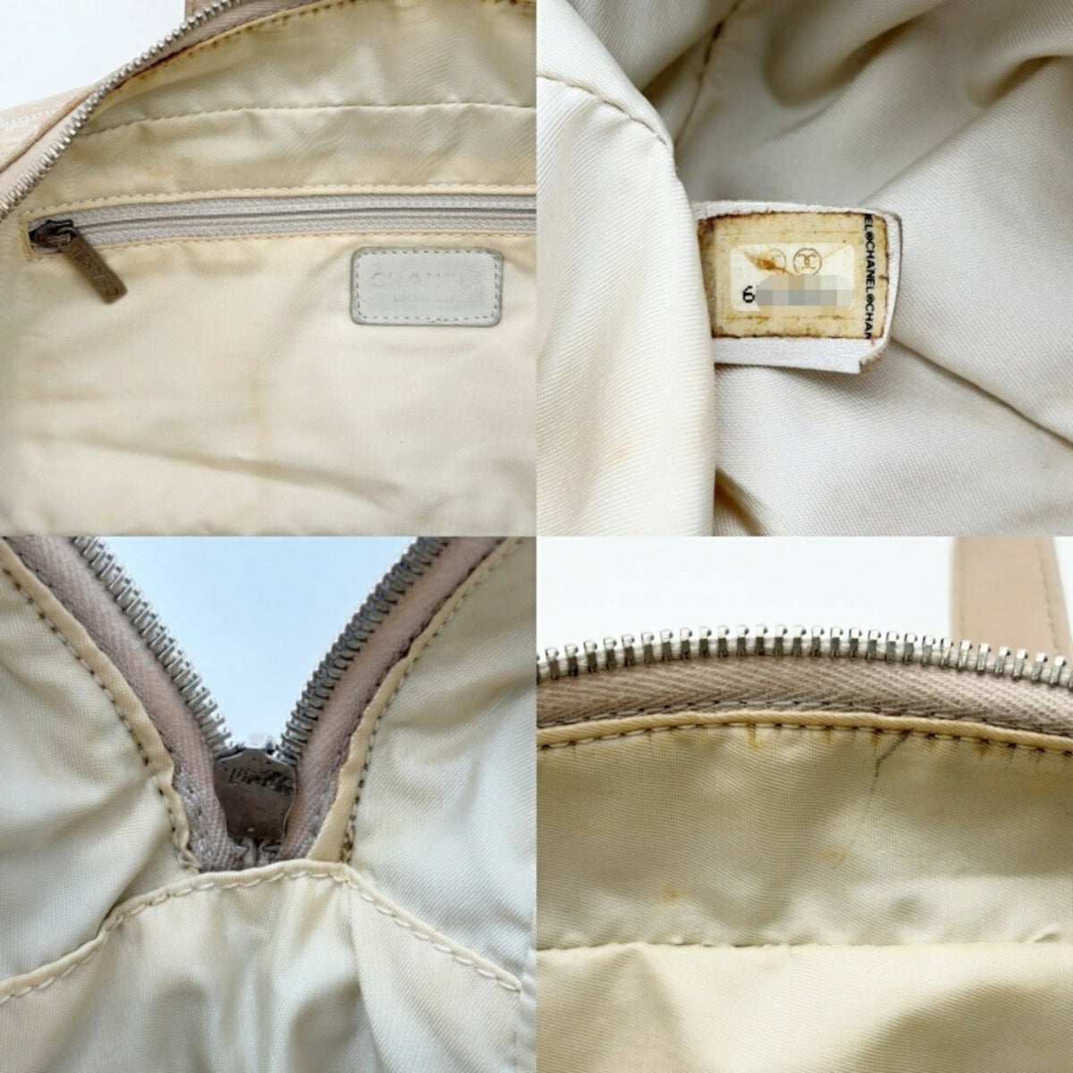 Chanel New Travel Line Beige Nylon Jacquard Leather Boston Bag (Pre-Owned)