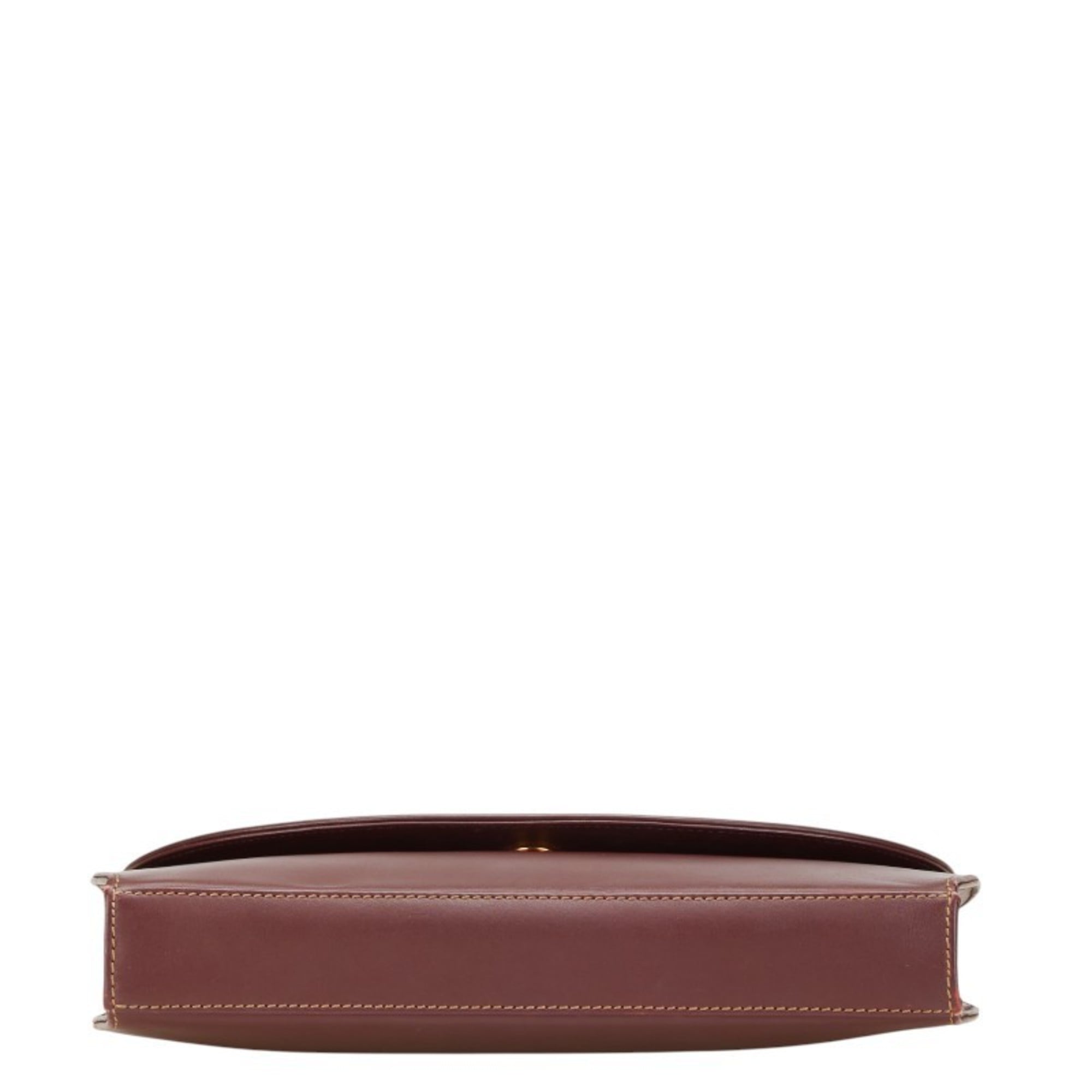 Cartier Bordeaux Wine Red Leather Shoulder Bag (Pre-Owned)